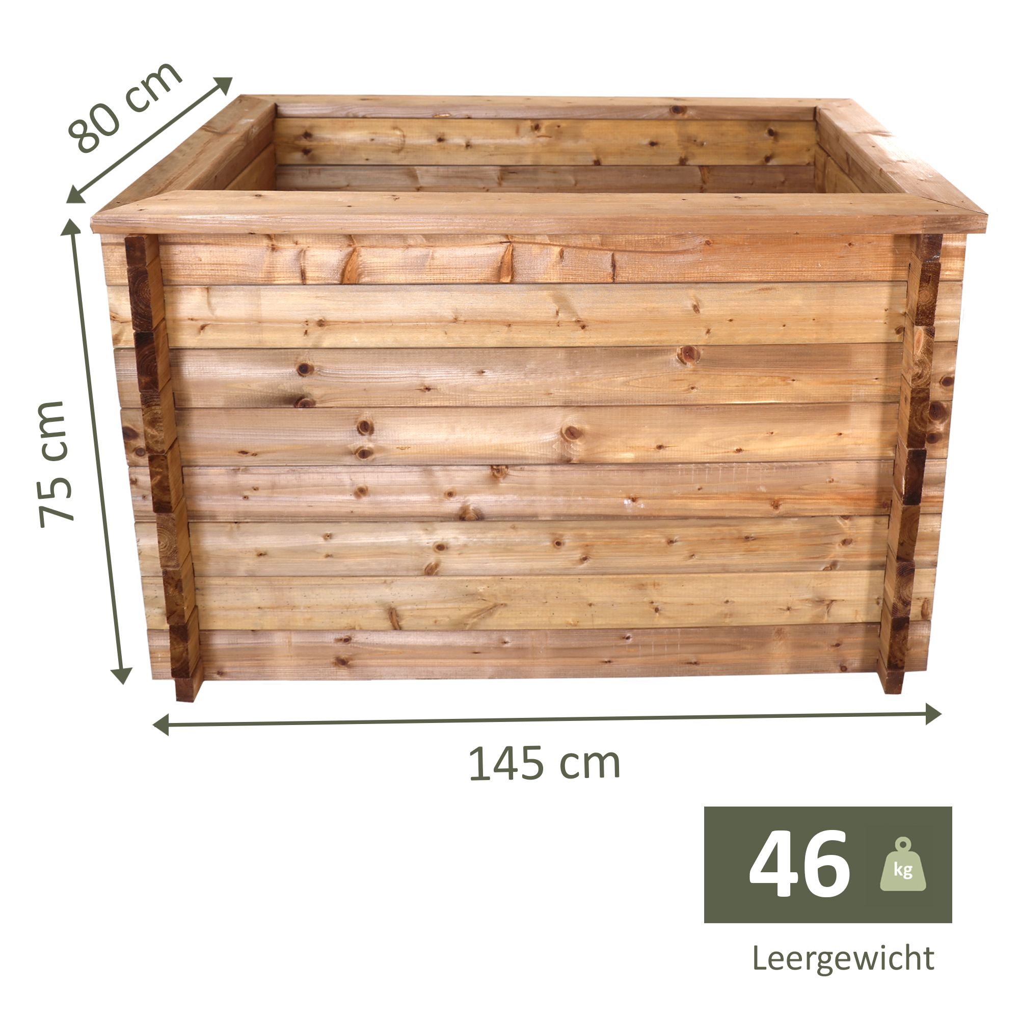 Massives Hochbeet aus Holz, 145 cm lang, Frühbeet als Set mit Noppenfolie und Nagerschutzgitter NA112_B Massives Hochbeet aus Holz, 145 cm lang, Frühbeet als Set mit Noppenfolie und Nagerschutzgitter NA112_B
