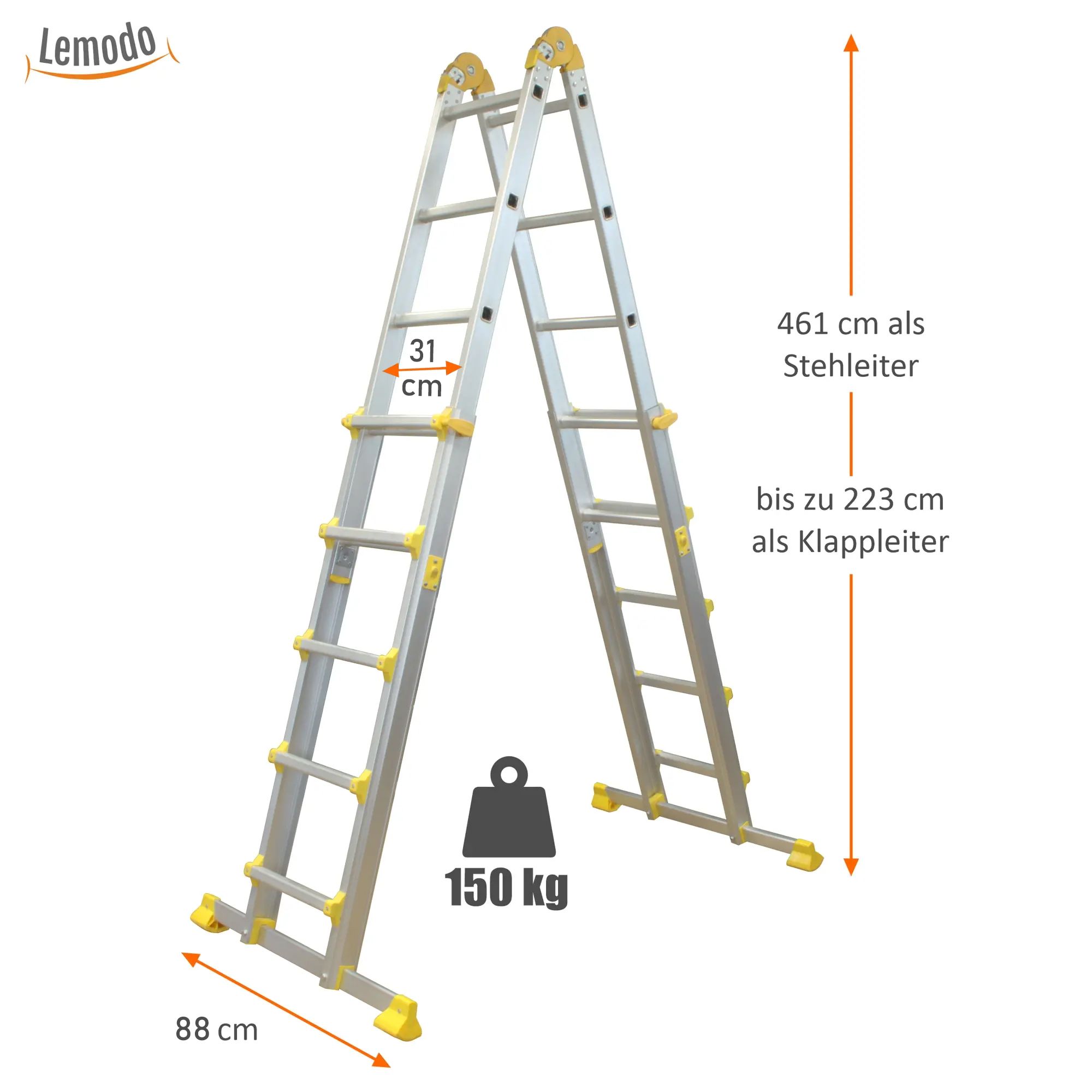 Alu Teleskopleiter ausziehbar, Klappleiter 4-teilig, 4,6 m, bis 150 kg, Stehleiter, Anlegeleiter NA149 Alu Teleskopleiter ausziehbar, Klappleiter 4-teilig, 4,6 m, bis 150 kg, Stehleiter, Anlegeleiter NA149