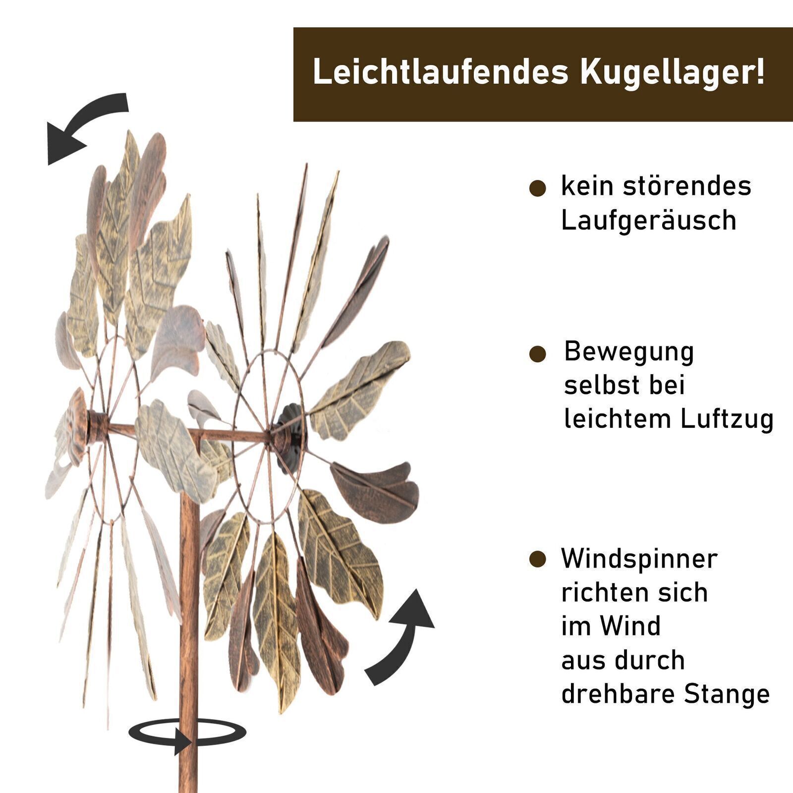 Windrad “Leaves” mit 2 gegenläufigen Propellern, Gartendeko, 213 cm hoch NA184 Windrad “Leaves” mit 2 gegenläufigen Propellern, Gartendeko, 213 cm hoch NA184