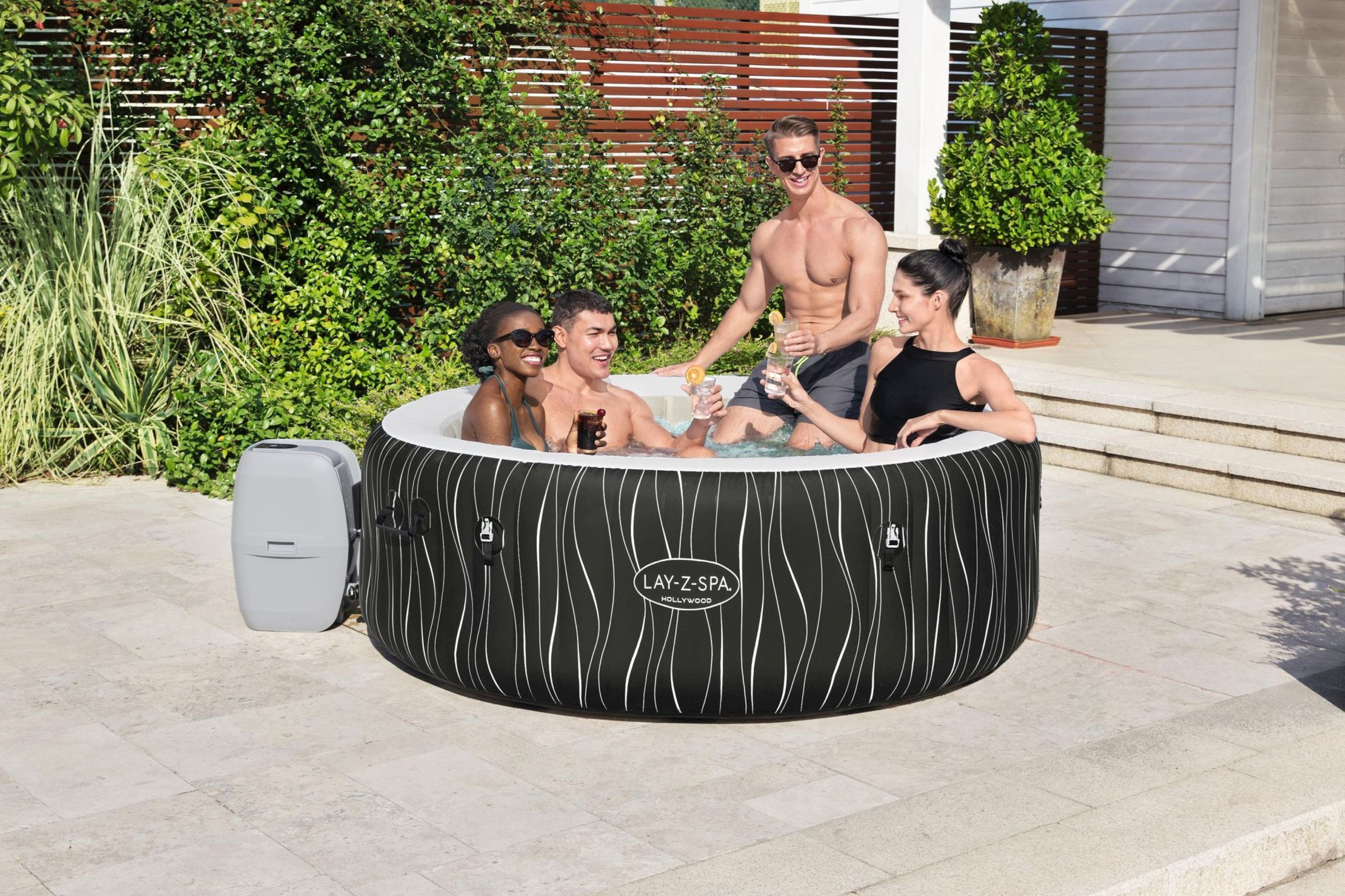 LAY-Z-SPA Hollywood AirJet LED-Whirlpool Ø 196 x 66 cm für 6 Personen LAY-Z-SPA Hollywood AirJet LED-Whirlpool Ø 196 x 66 cm für 6 Personen