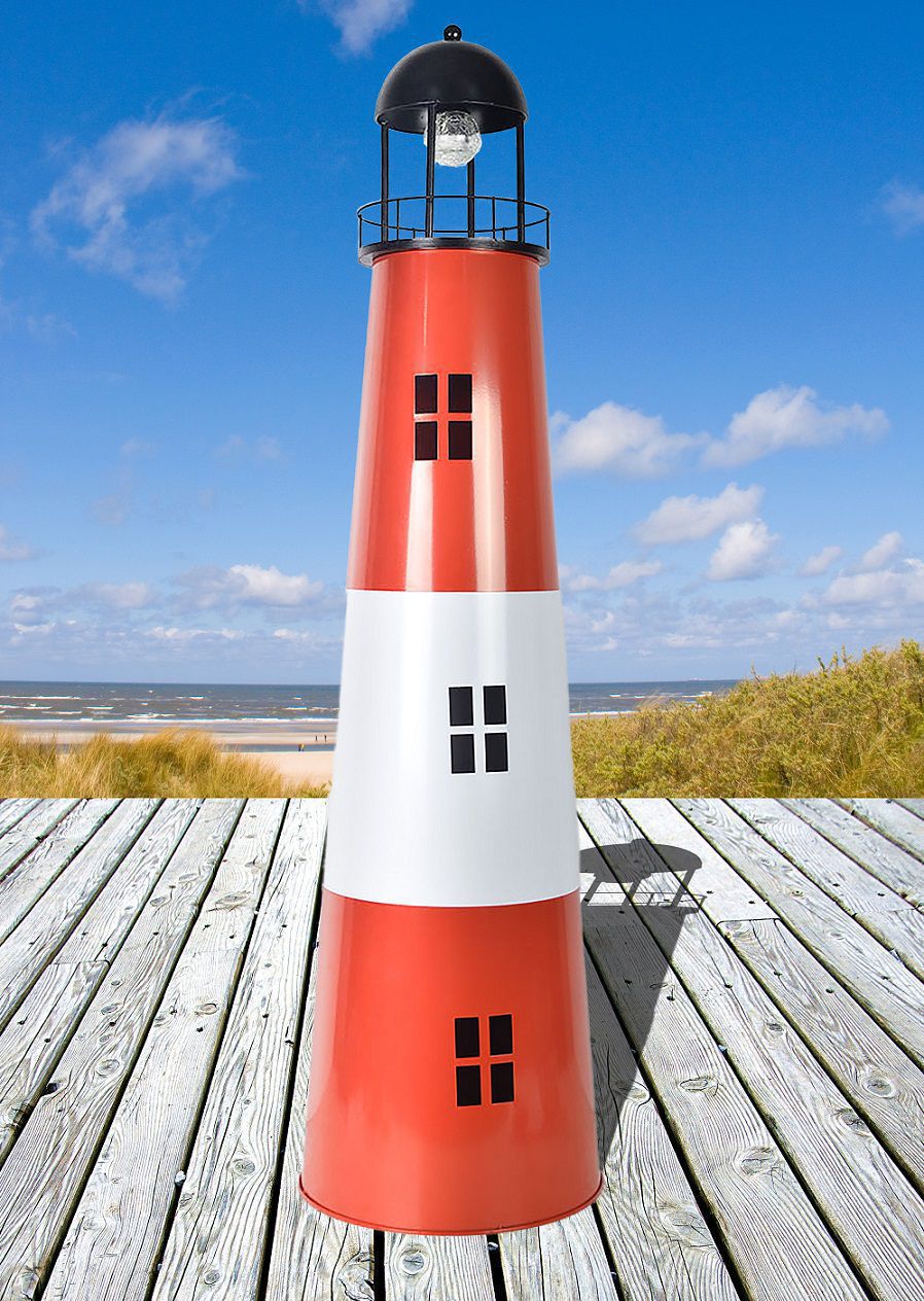 großer Leuchtturm aus Metall mit Solarfunktion, Gartendekoration WE-2637-02 großer Leuchtturm aus Metall mit Solarfunktion, Gartendekoration WE-2637-02