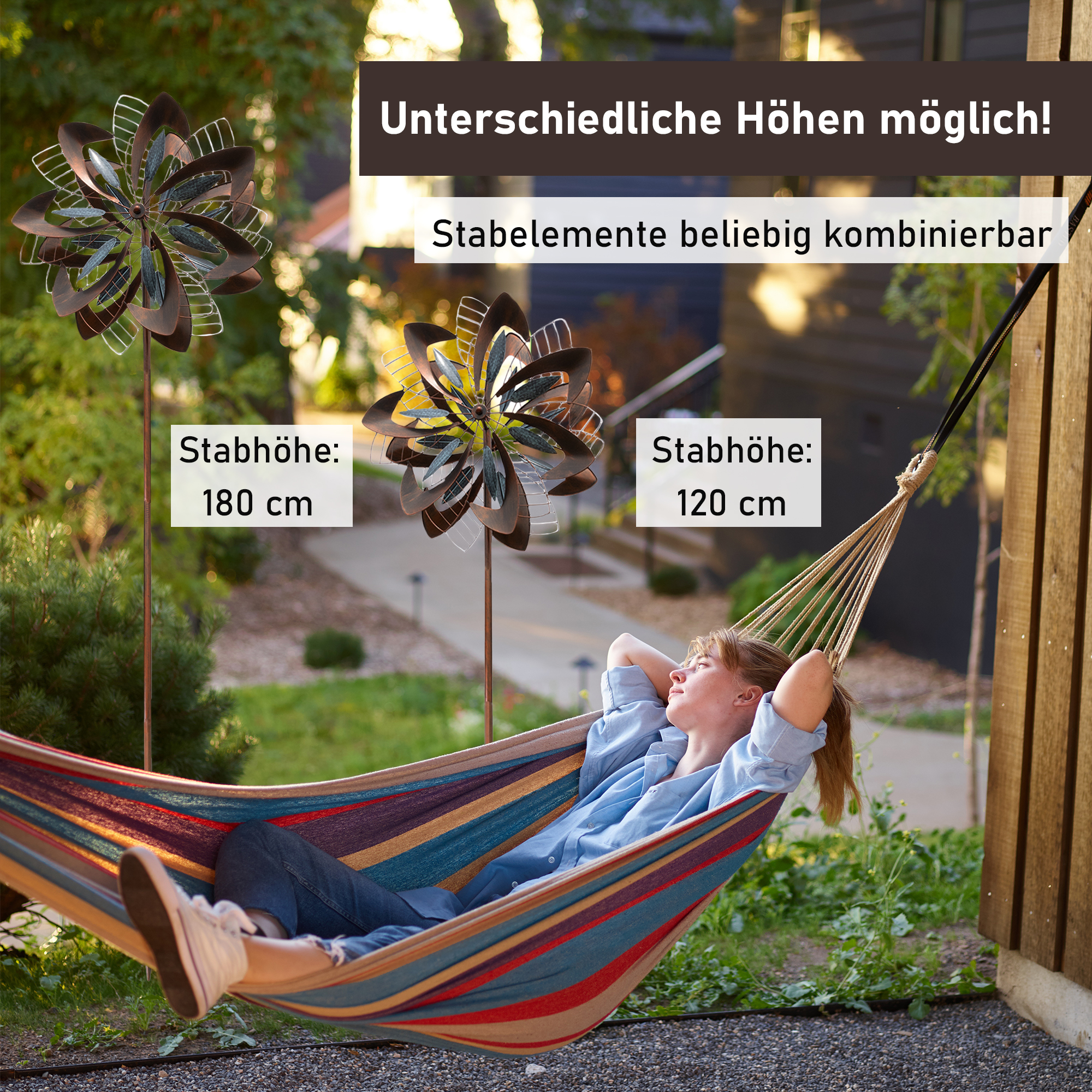 Windrad “Dandelion” mit 2 gegenläufigen Propellern, Gartendeko, 213 cm hoch NA185 Windrad “Dandelion” mit 2 gegenläufigen Propellern, Gartendeko, 213 cm hoch NA185