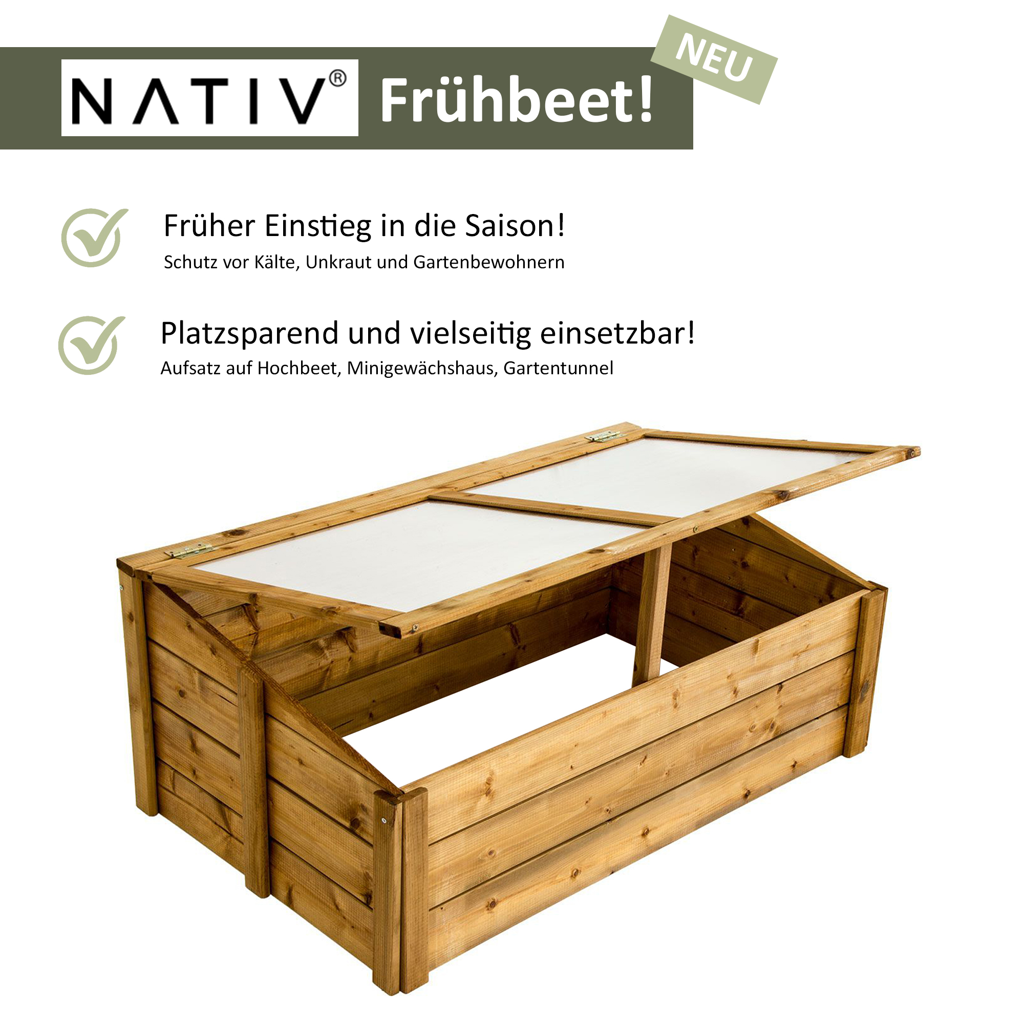 Frühbeet 100x60 cm, braun, Frühbeetaufsatz für Hochbeete, Frühbeetkasten NA113_B Frühbeet 100x60 cm, braun, Frühbeetaufsatz für Hochbeete, Frühbeetkasten NA113_B