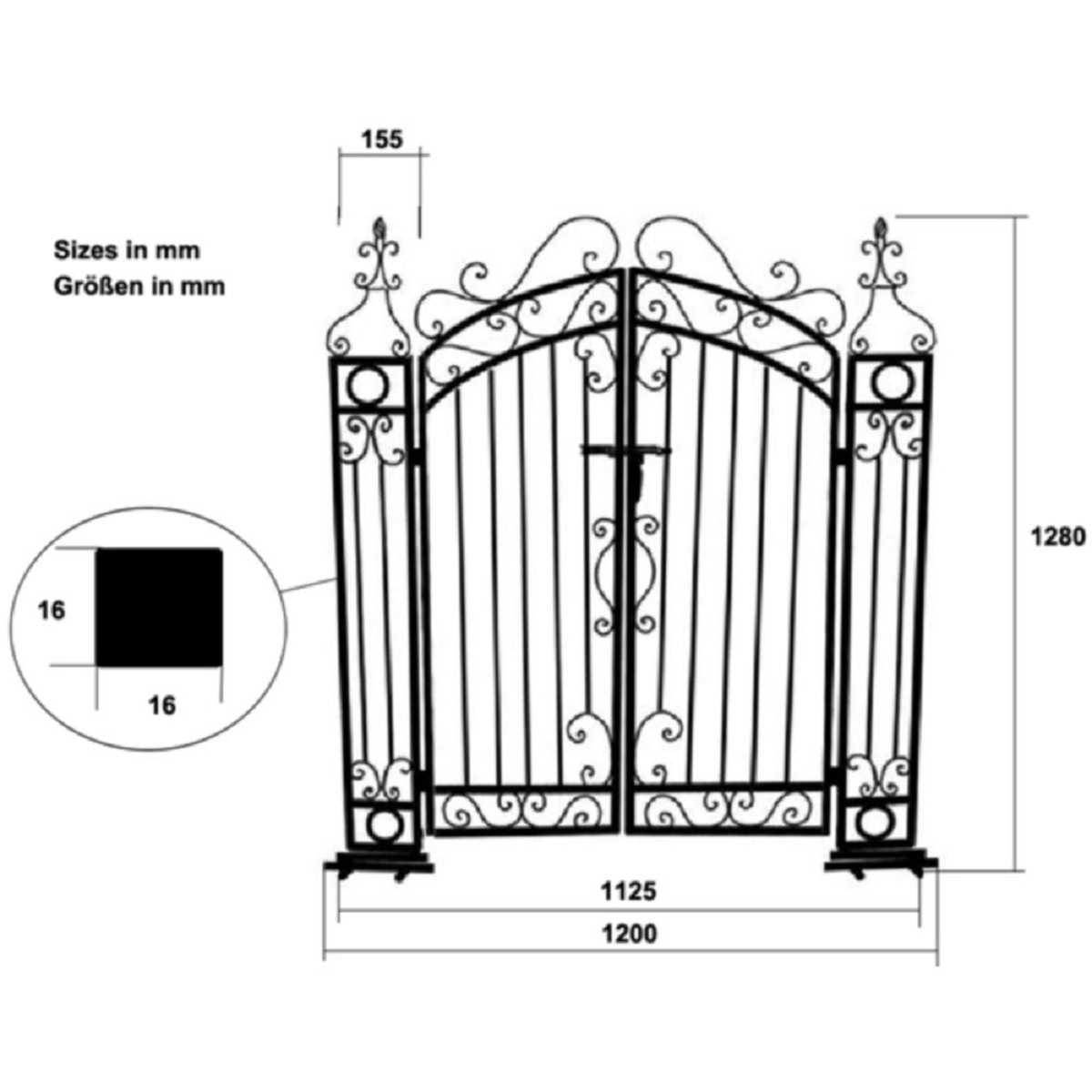 Gartenpforte Eingangstor Metall in Antik Optik Gartentür HI-504397 Gartenpforte Eingangstor Metall in Antik Optik Gartentür HI-504397