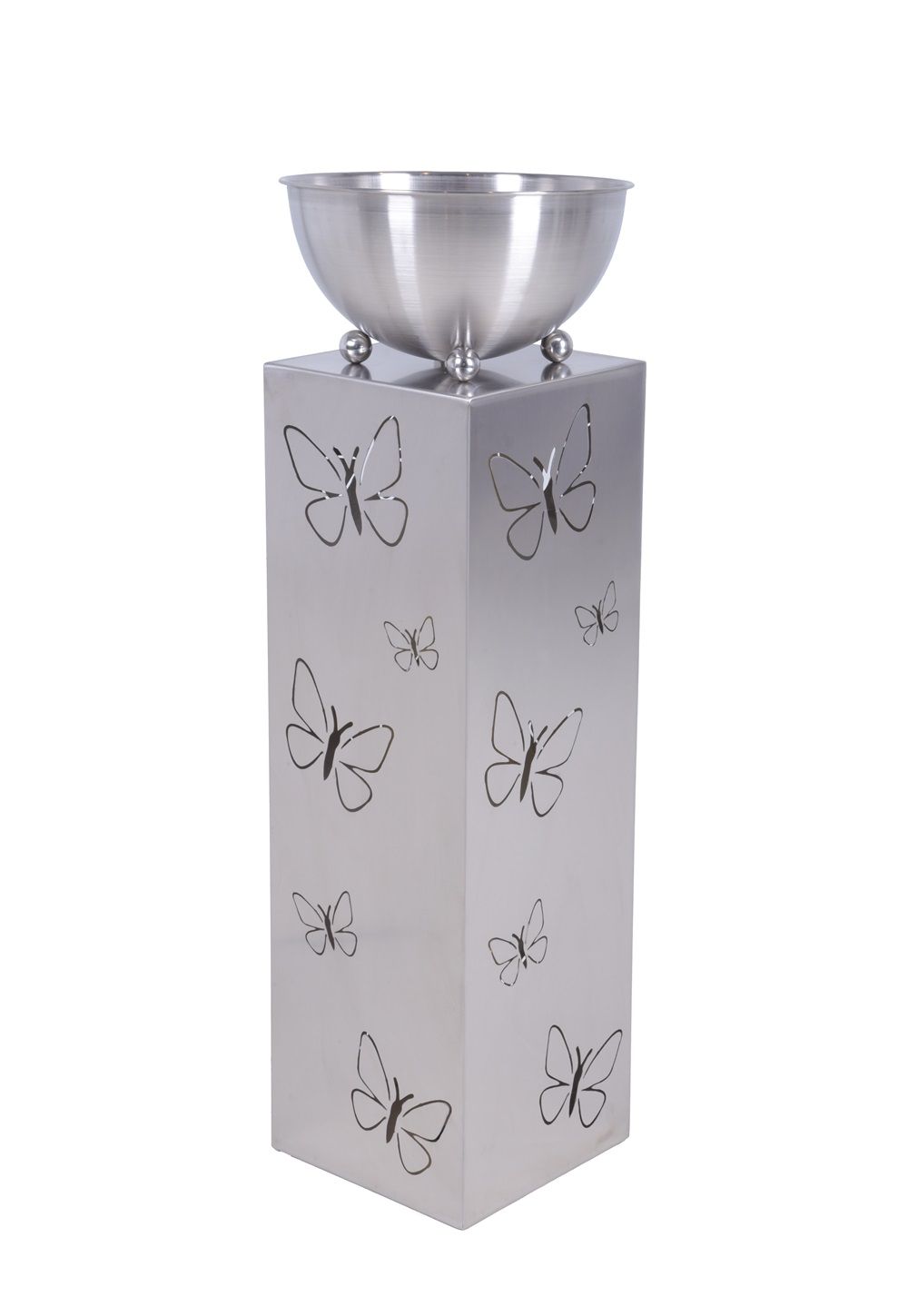 Dekosäule mit LED, Pflanzsäule Schmetterlinge, Metallsäule, Edelstahlsäule, 75,5 cm hoch HI-507455 Dekosäule mit LED, Pflanzsäule Schmetterlinge, Metallsäule, Edelstahlsäule, 75,5 cm hoch HI-507455