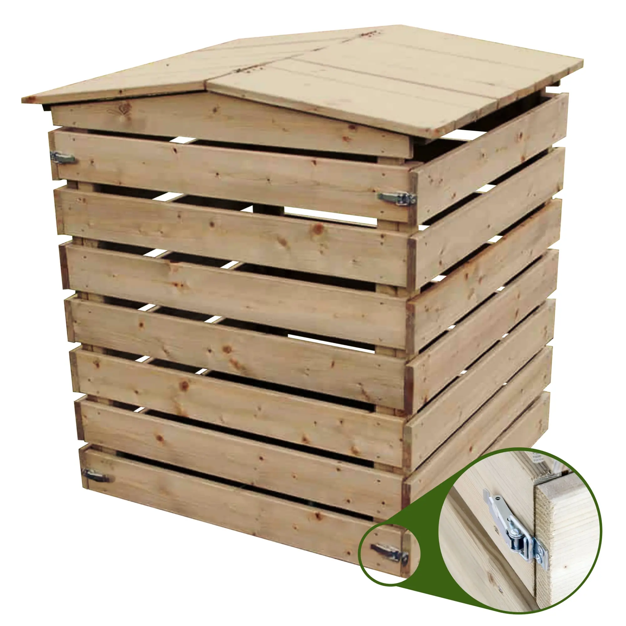 Holzkomposter, Schnellkomposter mit 450l Füllvolumen, Komposter Holz mit Deckel NA001 Holzkomposter, Schnellkomposter mit 450l Füllvolumen, Komposter Holz mit Deckel NA001