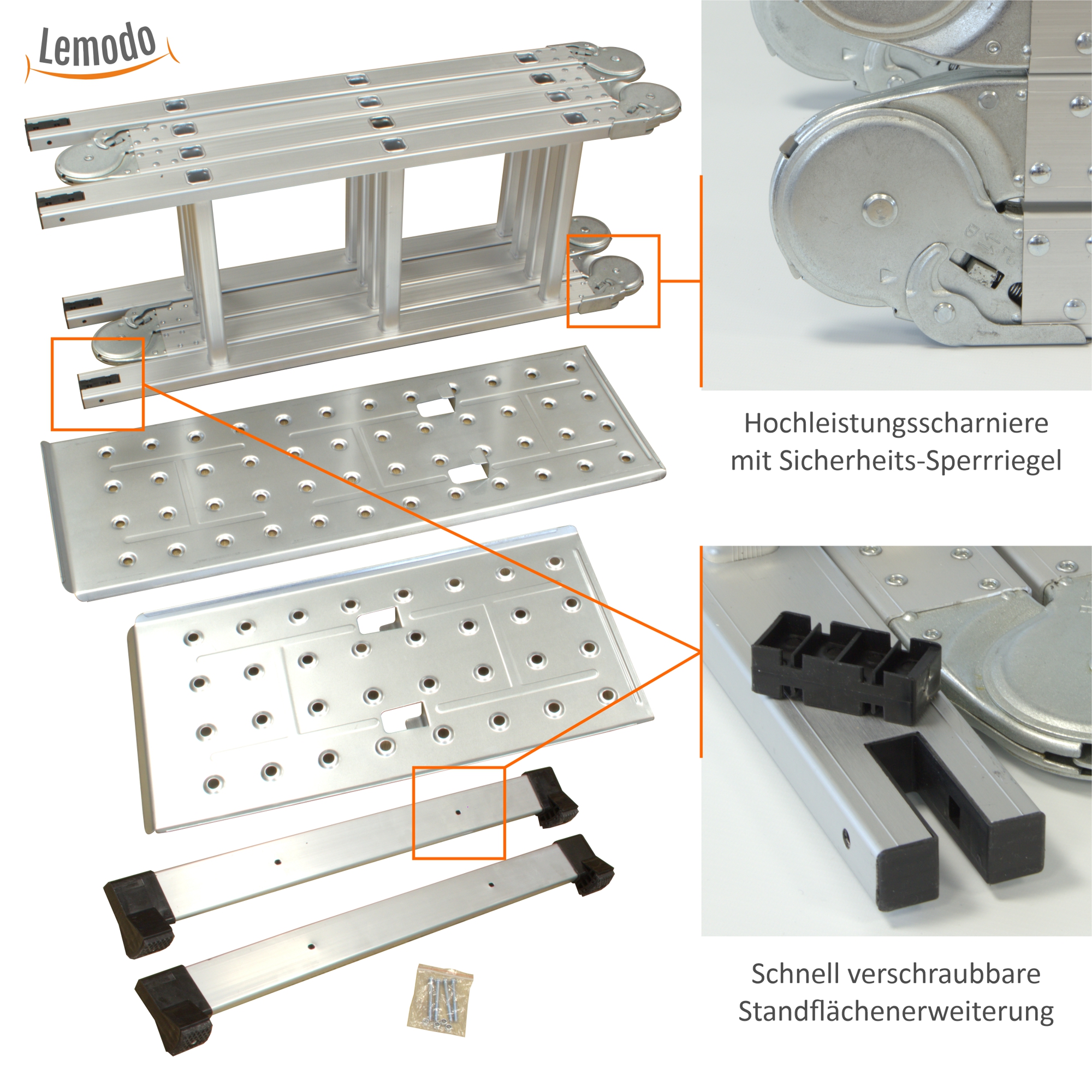 Aluminium Multifunktion Klappleiter 4-teilig, 3,5 m, bis 150 kg, Stehleiter, Leitergerüst NA146 Aluminium Multifunktion Klappleiter 4-teilig, 3,5 m, bis 150 kg, Stehleiter, Leitergerüst NA146