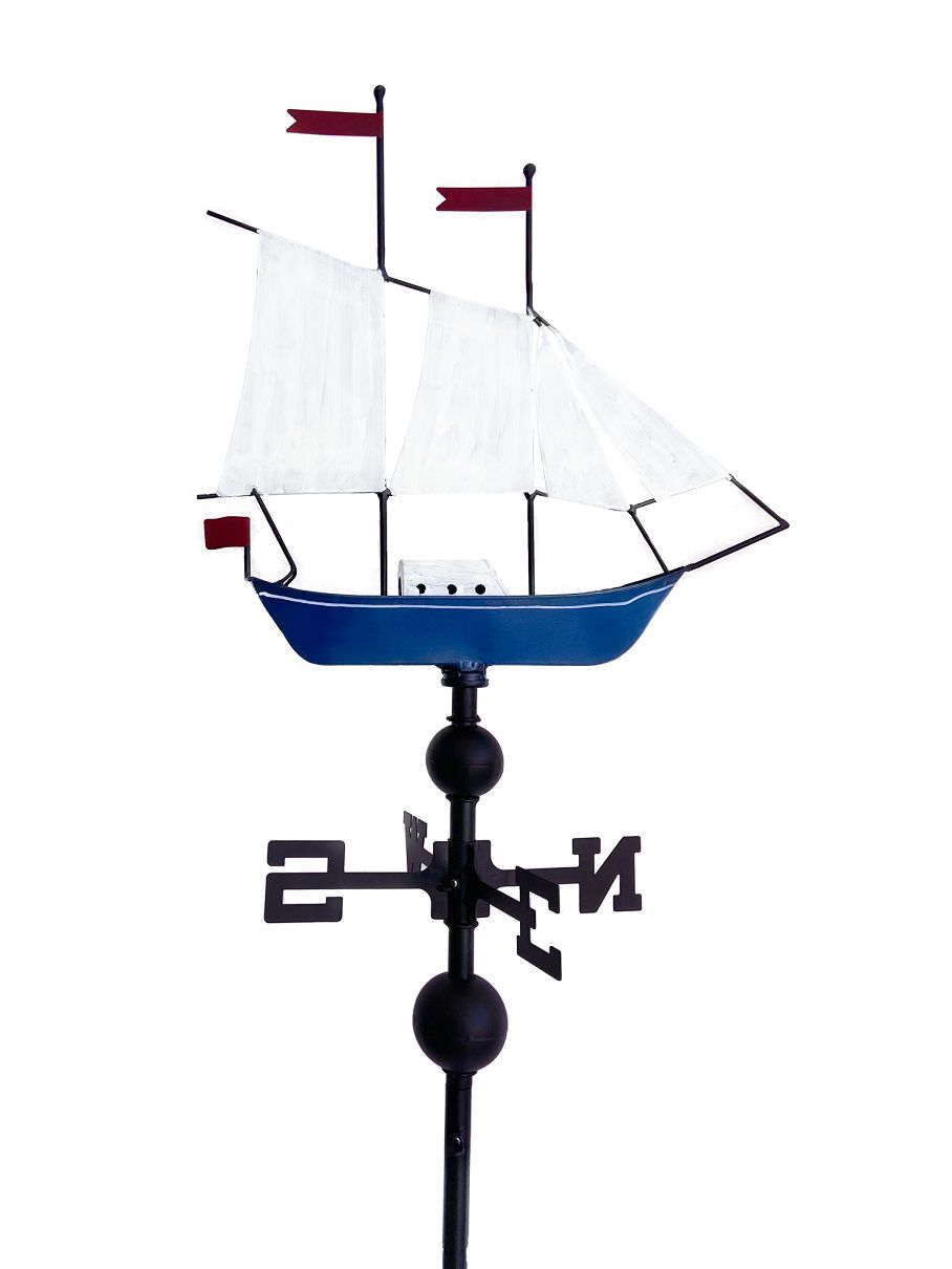 Windfahne mit Segelschiff, maritime Wetterfahne mit Bodenstecker WE-2060-01 Windfahne mit Segelschiff, maritime Wetterfahne mit Bodenstecker WE-2060-01