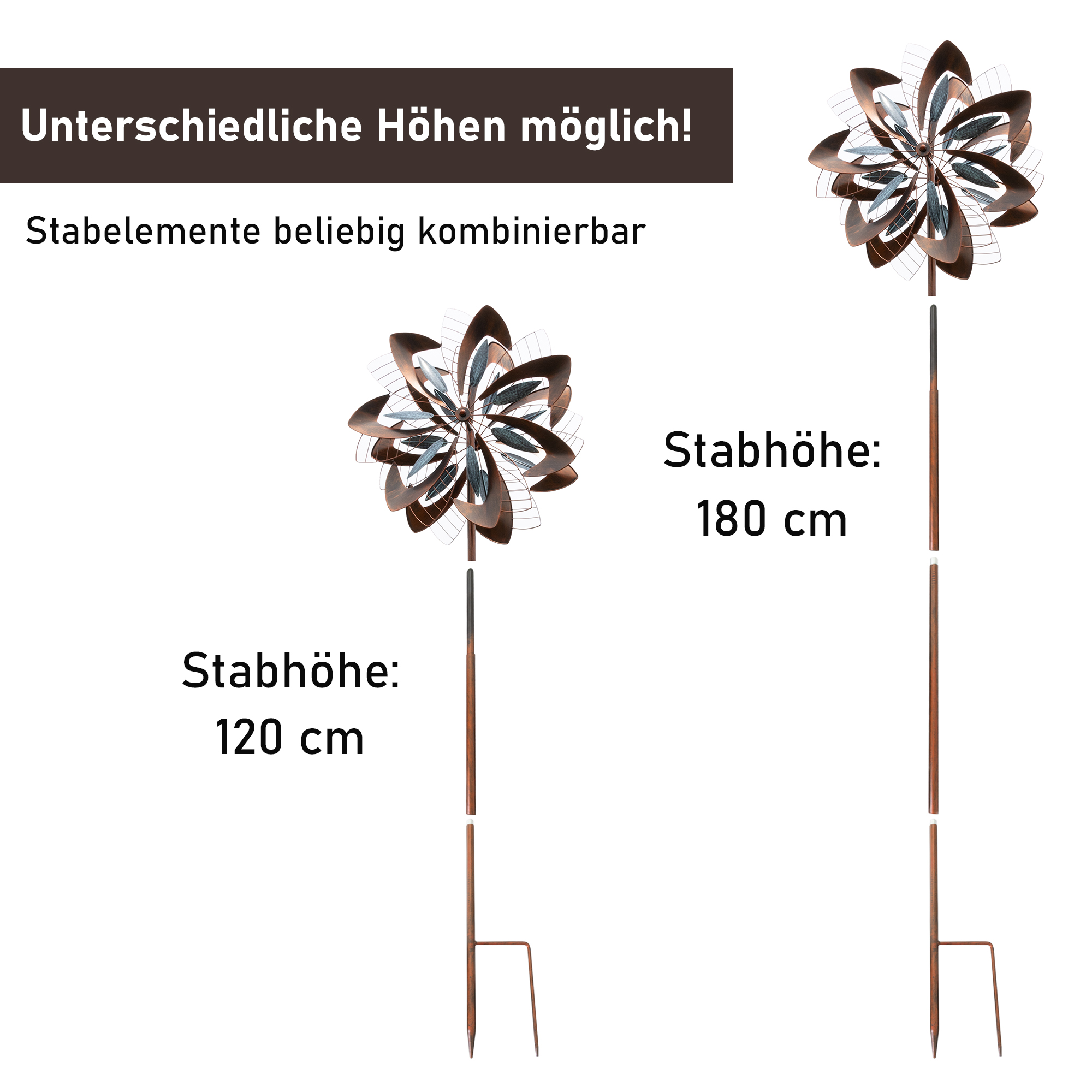 Windrad “Dandelion” mit 2 gegenläufigen Propellern, Gartendeko, 213 cm hoch NA185 Windrad “Dandelion” mit 2 gegenläufigen Propellern, Gartendeko, 213 cm hoch NA185
