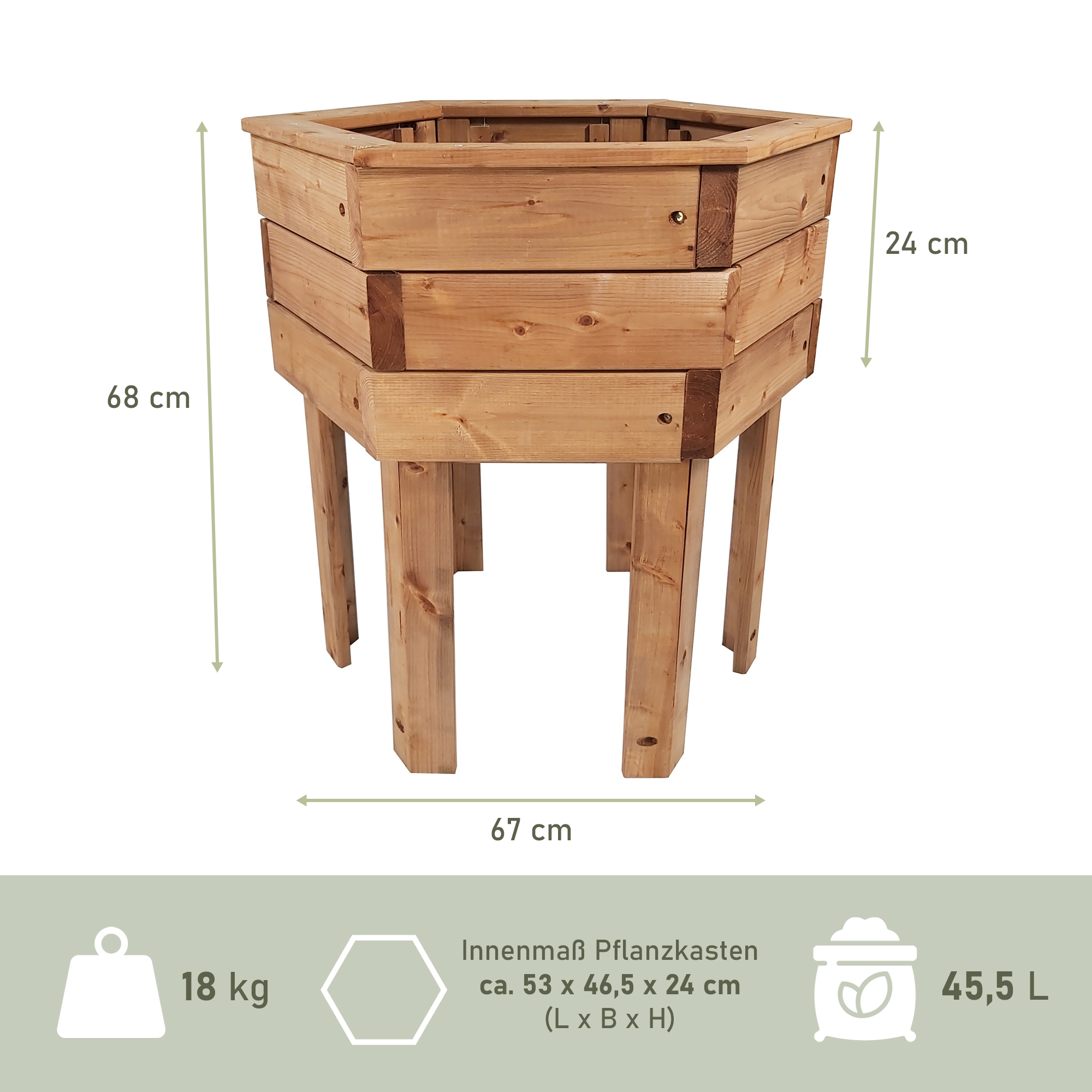 Pflanzkasten aus Holz 6eckig, 68cm hoch, Blumenkübel mit Füßen, Pflanzgefäß NA114_B Pflanzkasten aus Holz 6eckig, 68cm hoch, Blumenkübel mit Füßen, Pflanzgefäß NA114_B
