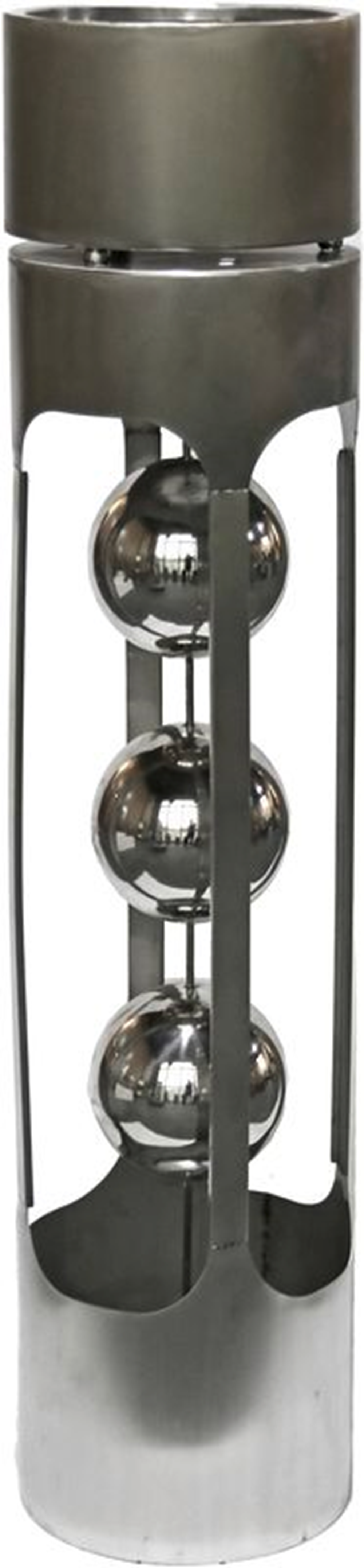 Pflanzsäule drei Kugeln, Edelstahlsäule, Pflanzschale, Garten HI-507456