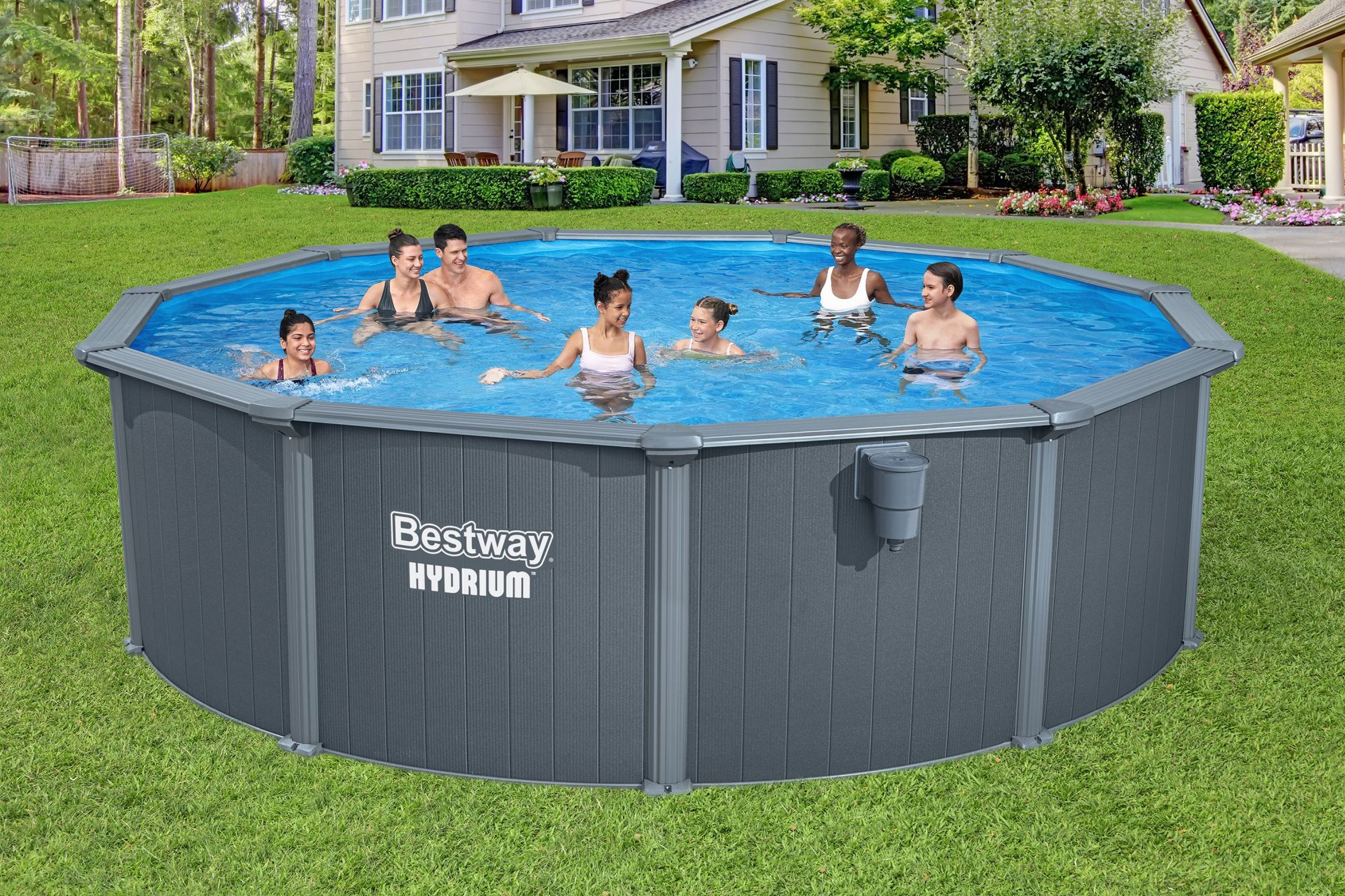 Bestway Hydrium Stahlwandpool Komplett-Set Ø 488 x 132 cm rund