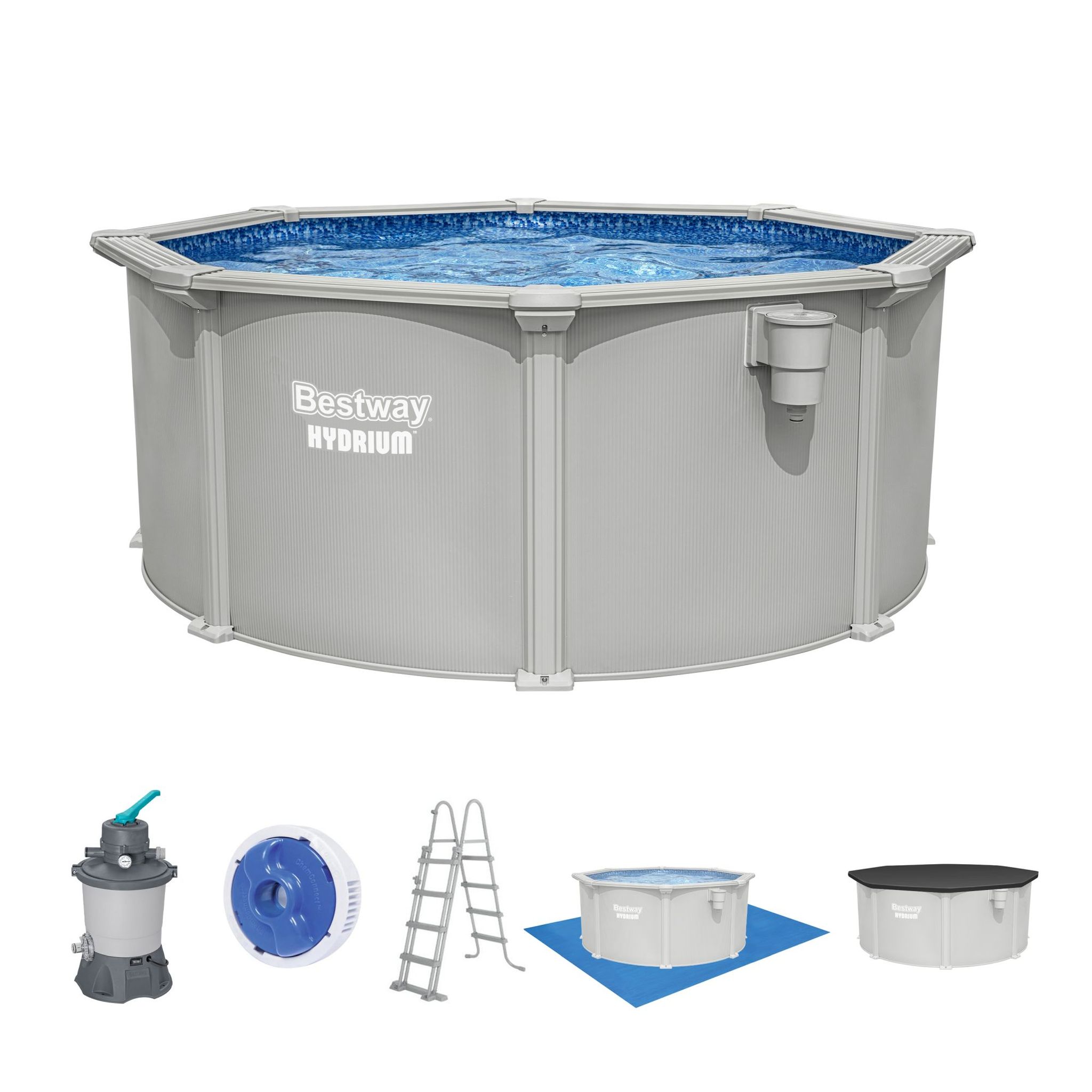 Bestway Hydrium Stahlwandpool Komplett-Set Ø 305 x 122 cm rund Bestway Hydrium Stahlwandpool Komplett-Set Ø 305 x 122 cm rund