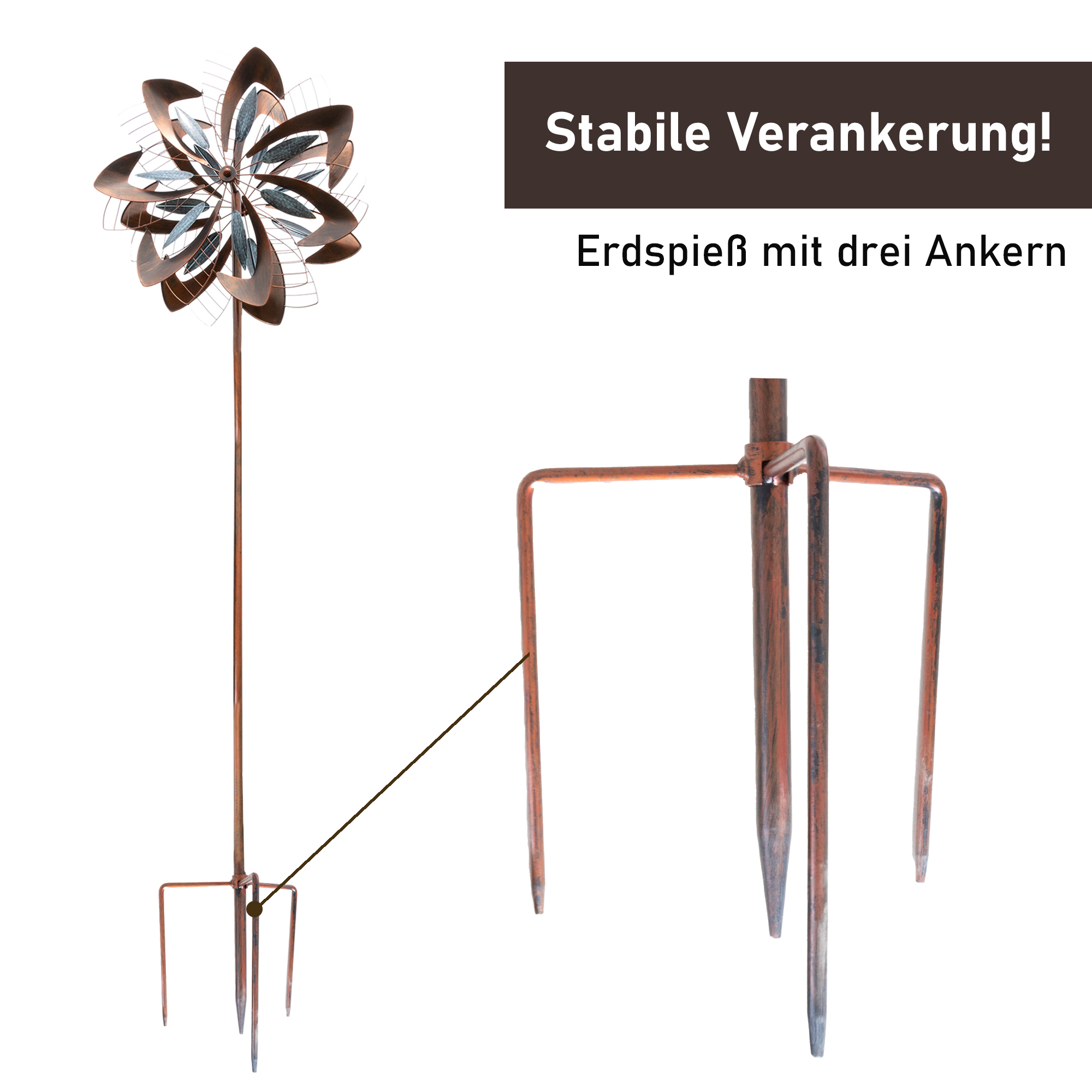 Windrad “Dandelion” mit 2 gegenläufigen Propellern, Gartendeko, 213 cm hoch NA185 Windrad “Dandelion” mit 2 gegenläufigen Propellern, Gartendeko, 213 cm hoch NA185