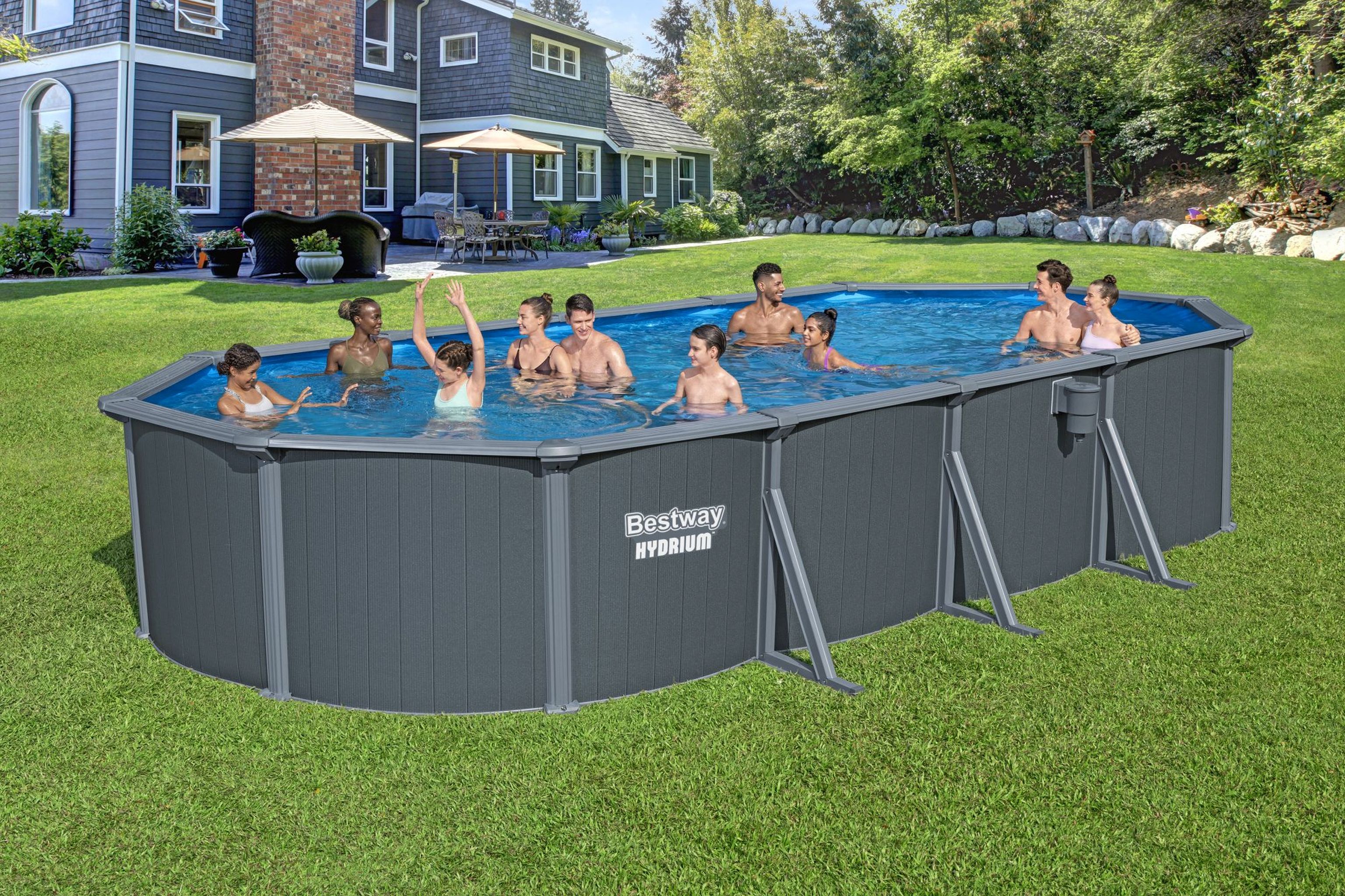 Bestway Hydrium Stahlwandpool Komplett-Set 732 x 366 x 132 cm oval Bestway Hydrium Stahlwandpool Komplett-Set 732 x 366 x 132 cm oval