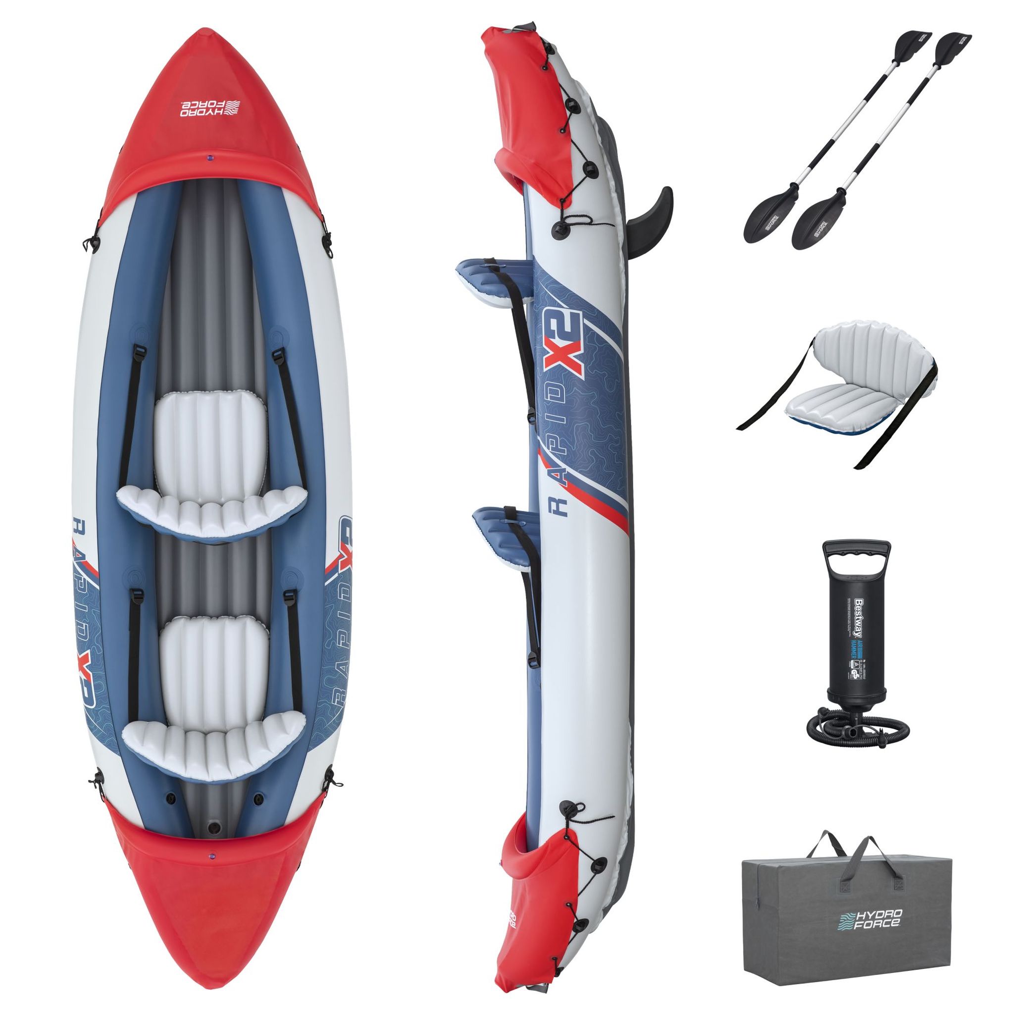 Bestway Hydro Force Rapid X2 aufblasbares Kajak 2 Personen Set