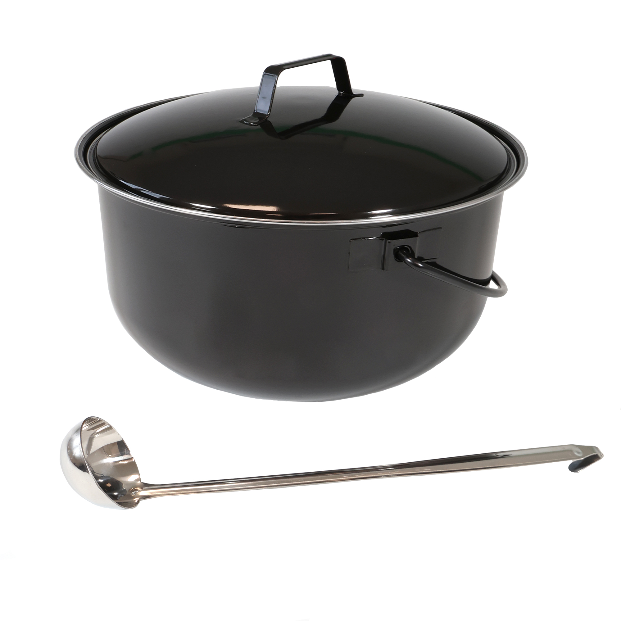 Gulaschtopf 14 L, Gulaschkessel für Schwenkgrill, Emaillierter Suppenkessel mit Schöpfkelle NA080 Gulaschtopf 14 L, Gulaschkessel für Schwenkgrill, Emaillierter Suppenkessel mit Schöpfkelle NA080
