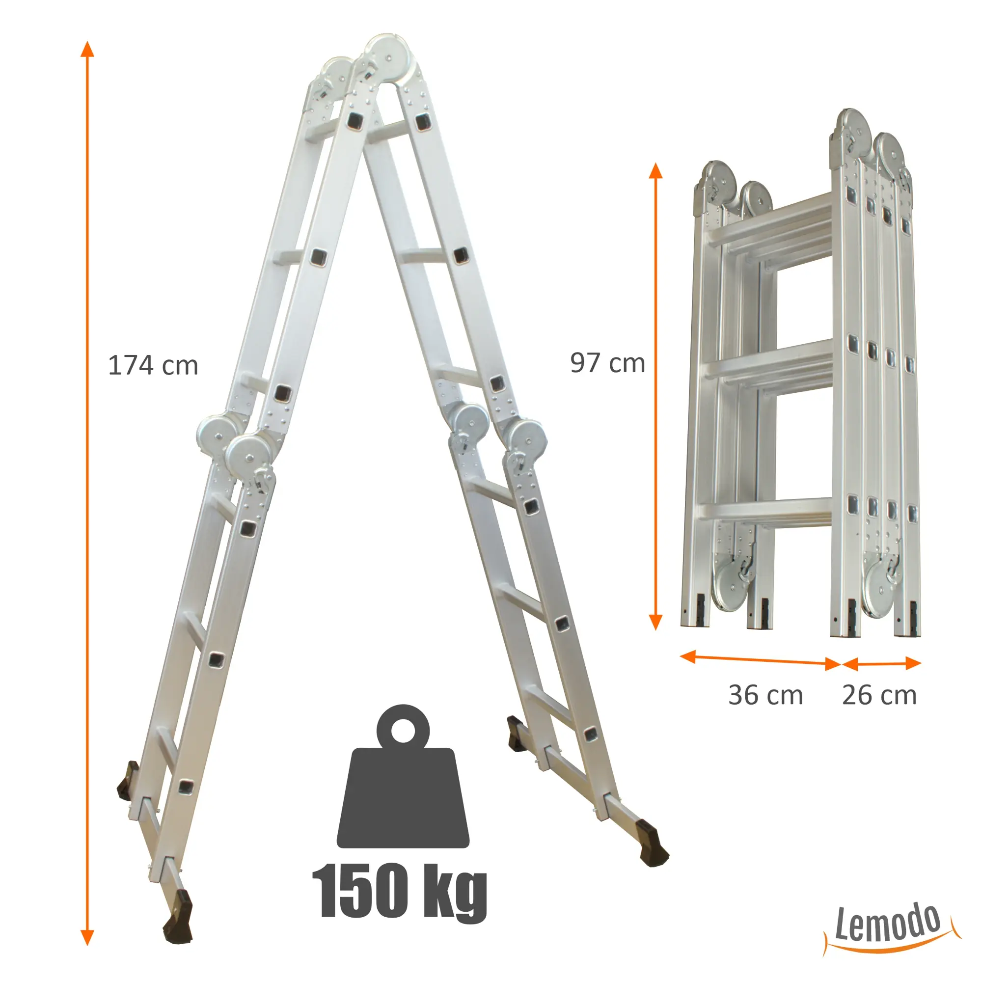 Aluminium Multifunktion Klappleiter 4-teilig, 3,5 m, bis 150 kg, Stehleiter, Leitergerüst NA146 Aluminium Multifunktion Klappleiter 4-teilig, 3,5 m, bis 150 kg, Stehleiter, Leitergerüst NA146