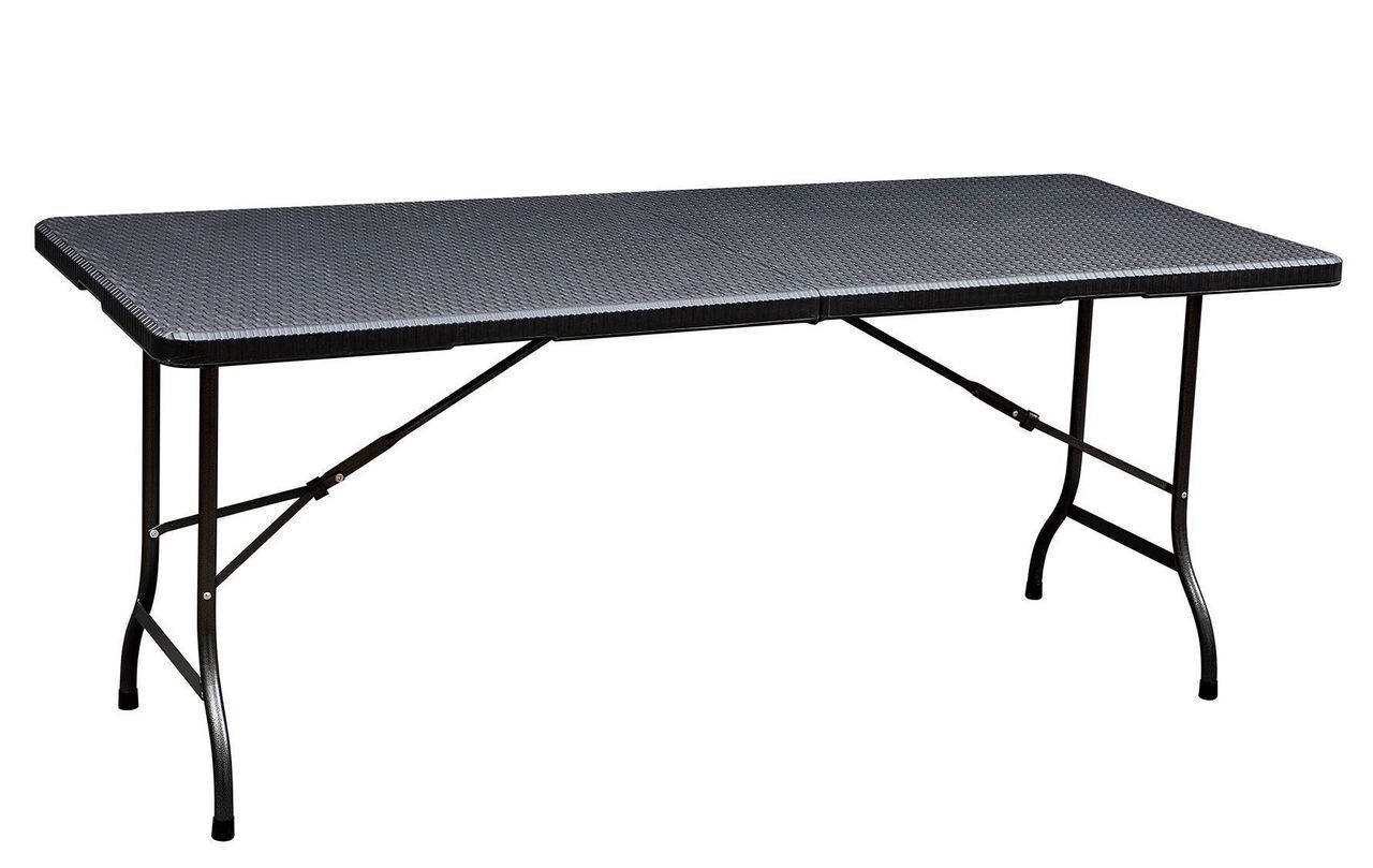 Klapptisch, Rattan-Optik, 180 cm, schwarz, Bierzelttisch TB001 Klapptisch, Rattan-Optik, 180 cm, schwarz, Bierzelttisch TB001
