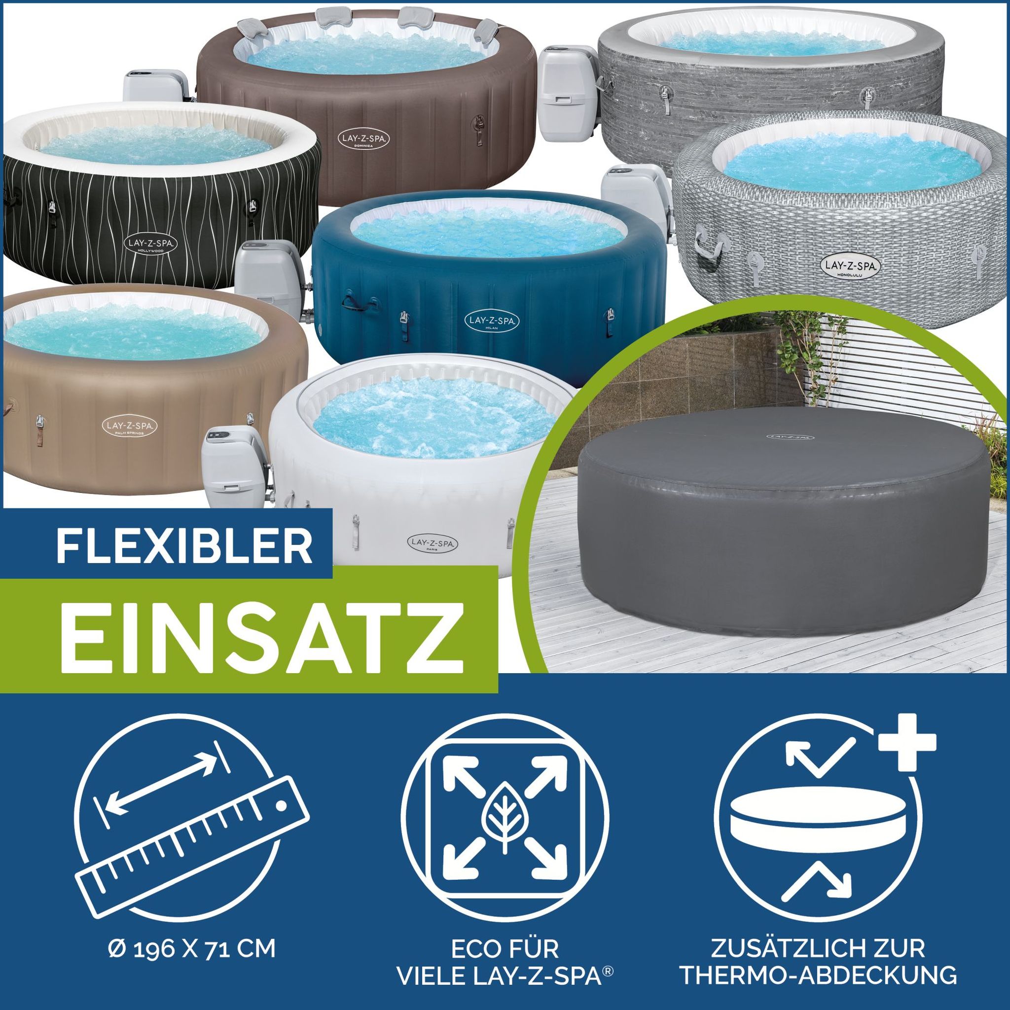 LAY-Z-SPA Abdeckung EnergySense Plus Thermo 196 x 71 cm rund LAY-Z-SPA Abdeckung EnergySense Plus Thermo 196 x 71 cm rund