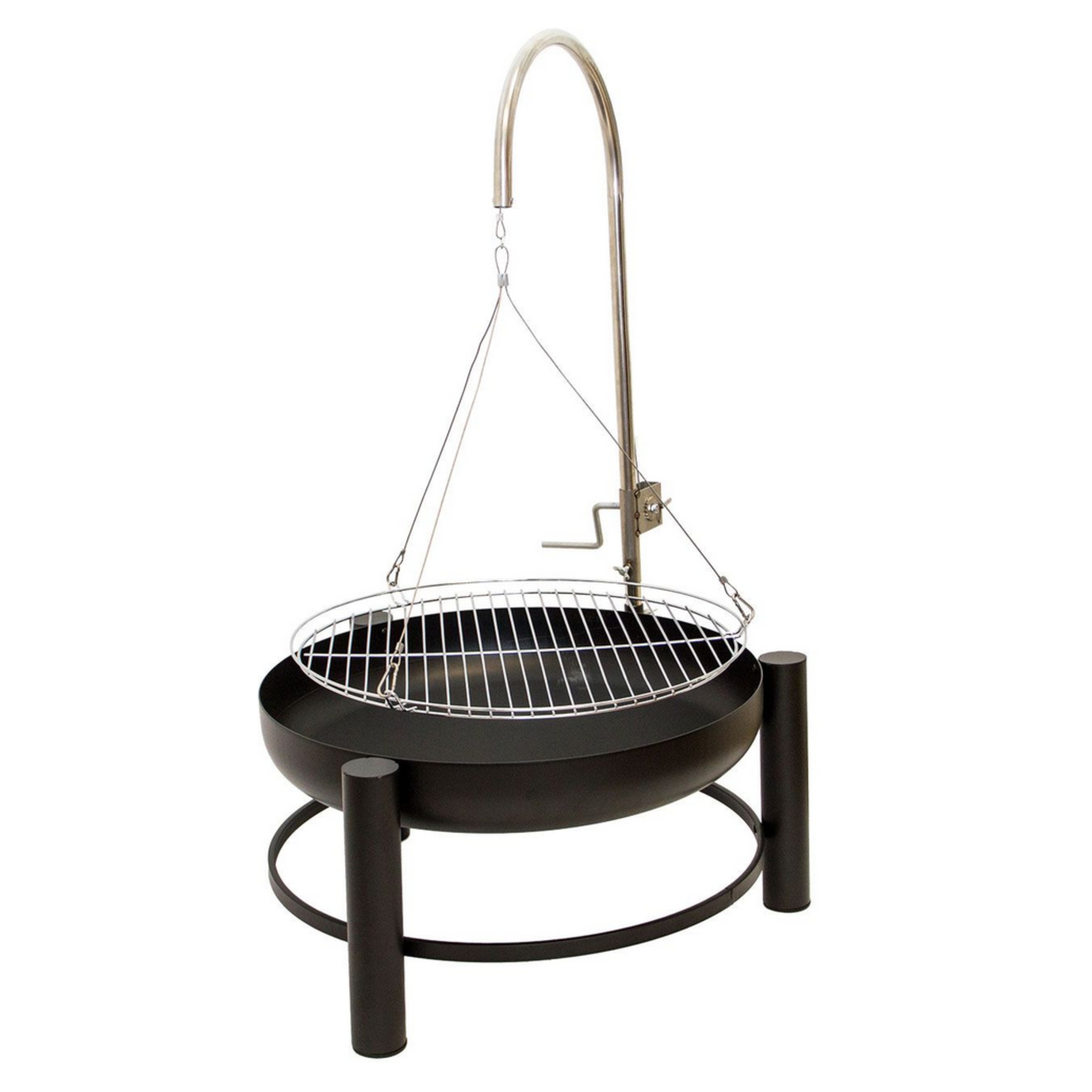 Holzkohlegrill mit stabiler Feuerschale, Schwenkgrill mit höhenverstellbarem Grillrost NA079