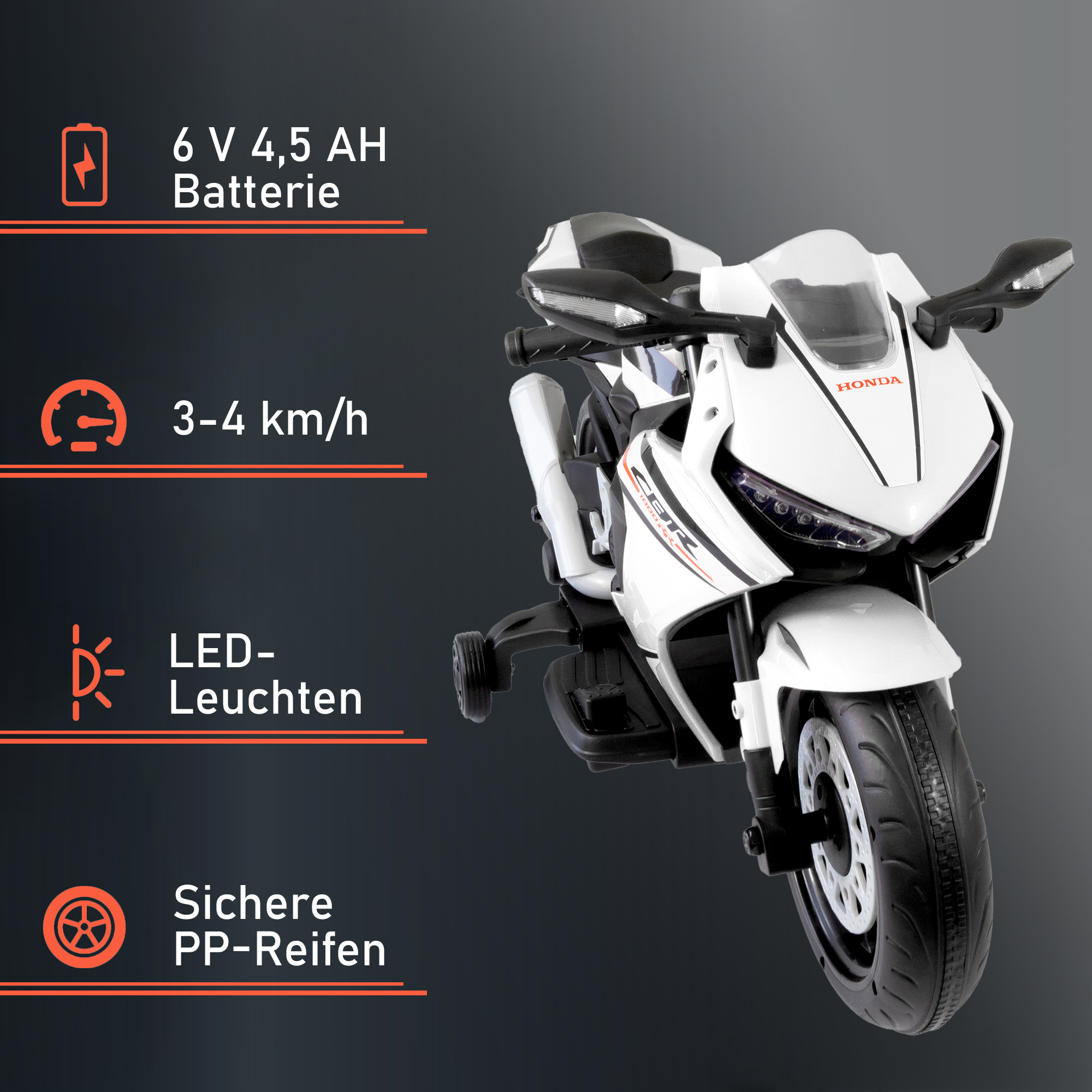 Kindermotorrad mit abnehmbaren Stützrädern für Kinder ab 3 Jahre, elektrisches Kinderfahrzeug PT013_W Kindermotorrad mit abnehmbaren Stützrädern für Kinder ab 3 Jahre, elektrisches Kinderfahrzeug PT013_W