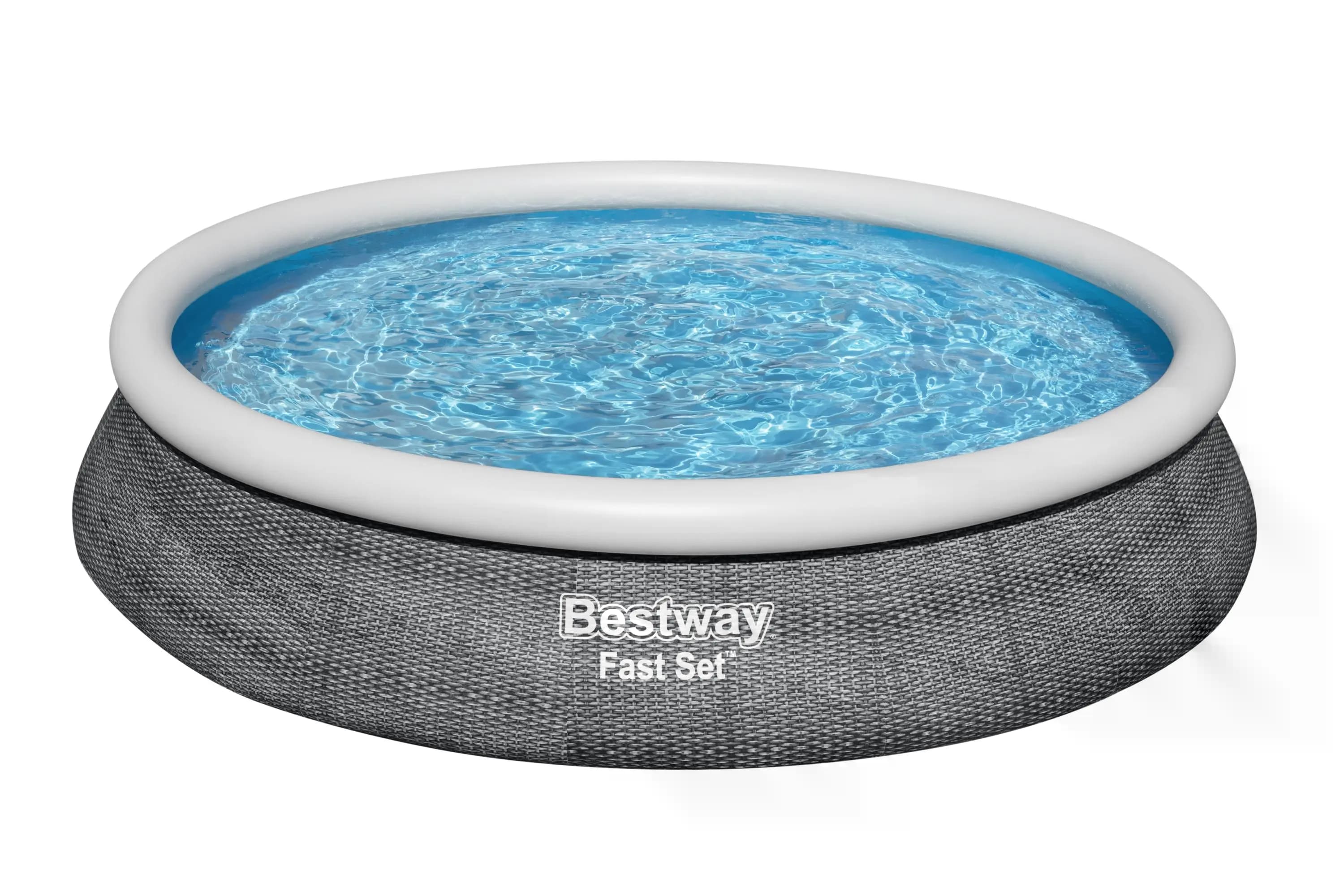 Fast Set™ Aufstellpool-Set mit Filterpumpe Ø 457 x 84 cm, Rattan-Optik (Schiefergrau), rund 57313_22 Fast Set™ Aufstellpool-Set mit Filterpumpe Ø 457 x 84 cm, Rattan-Optik (Schiefergrau), rund 57313_22