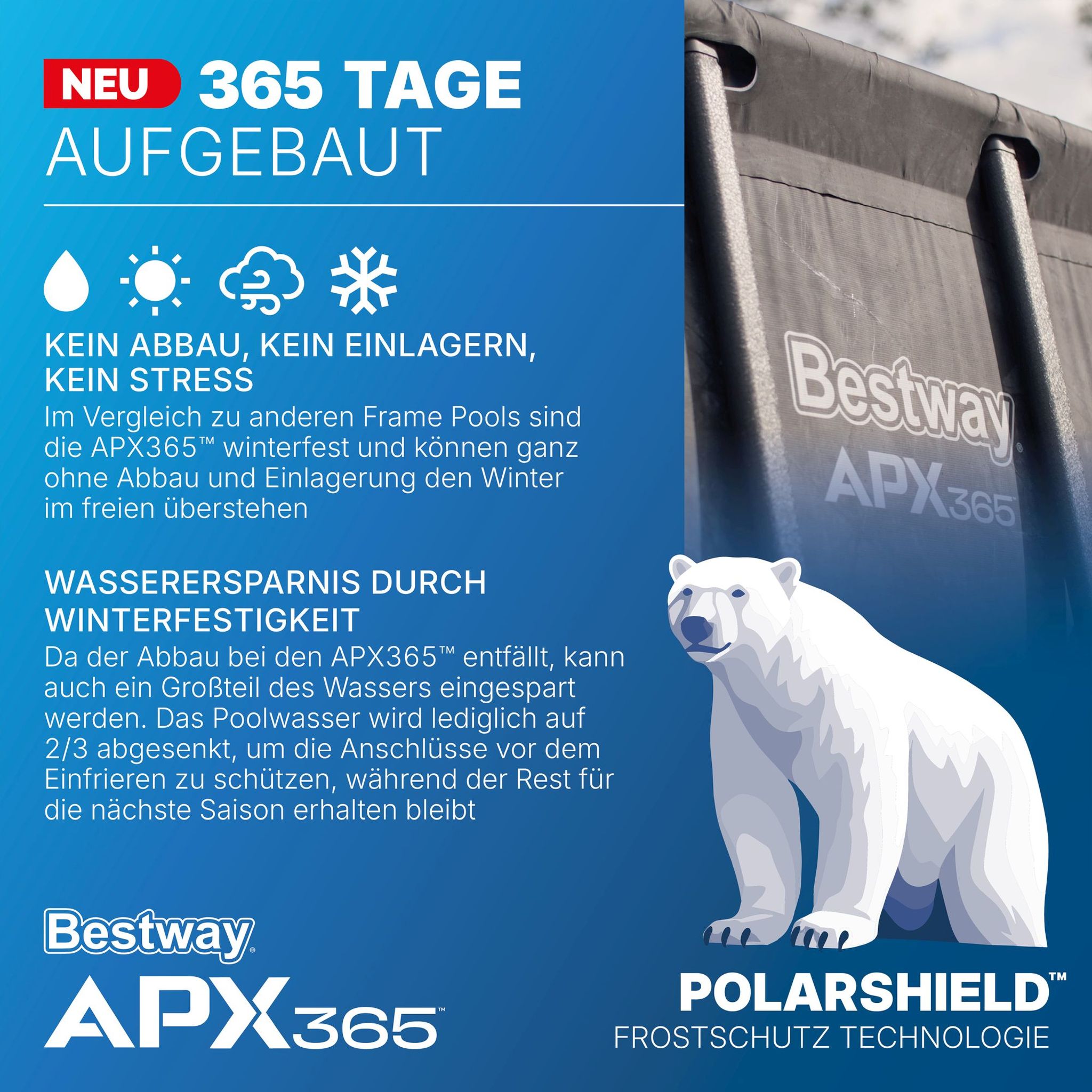 estway APX365 winterfestes Frame Pool Komplett-Set 956 x 488 x 132 cm estway APX365 winterfestes Frame Pool Komplett-Set 956 x 488 x 132 cm