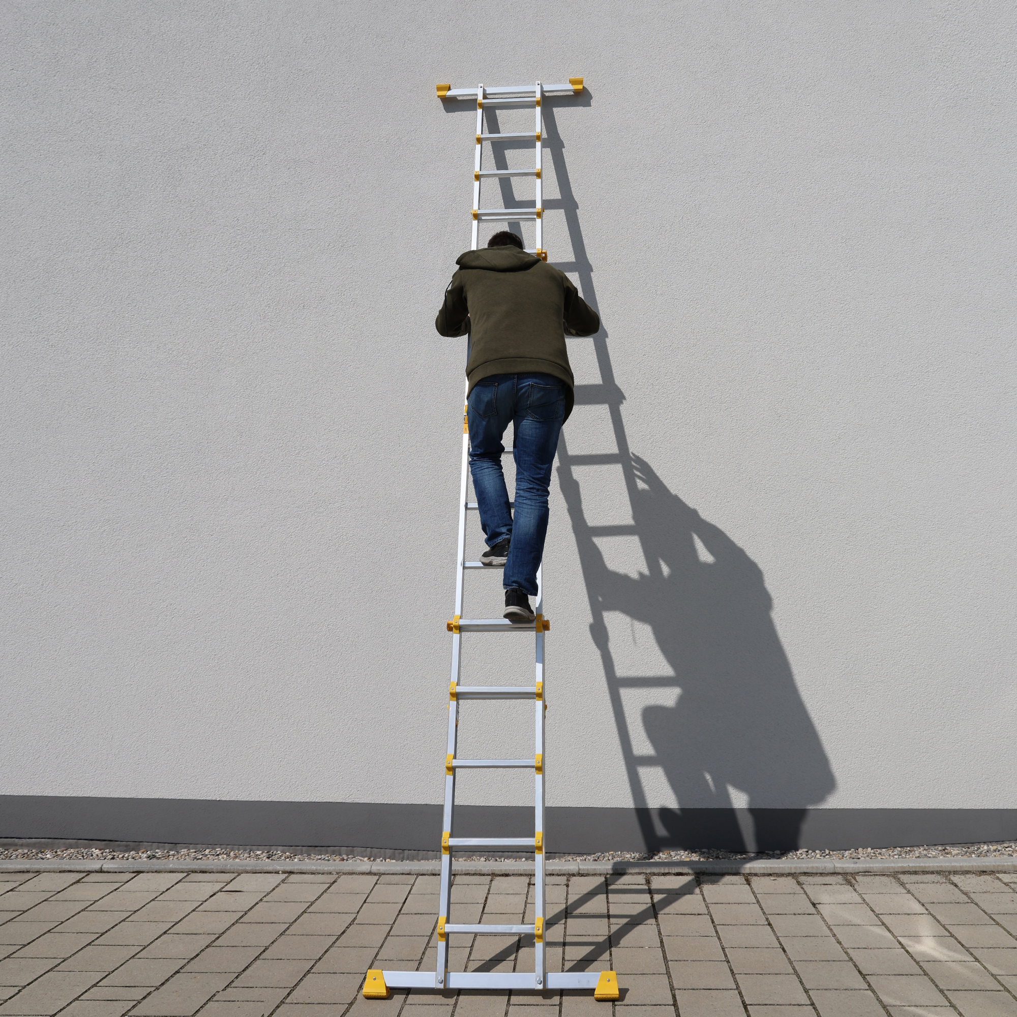 Alu Teleskopleiter ausziehbar, Klappleiter 4-teilig, 4,6 m, bis 150 kg, Stehleiter, Anlegeleiter NA149 Alu Teleskopleiter ausziehbar, Klappleiter 4-teilig, 4,6 m, bis 150 kg, Stehleiter, Anlegeleiter NA149
