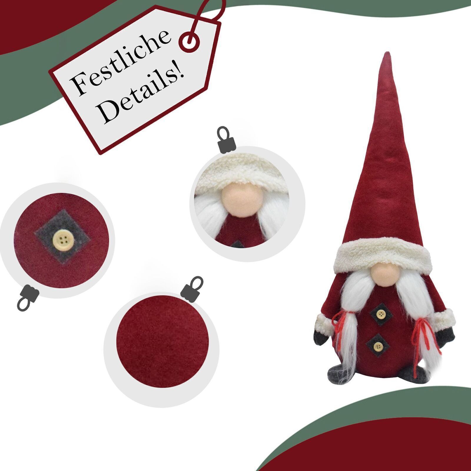 2er Set Wichtel 50 cm hoch, Weihnachtswichtel Duo in weihnachtlichem Rot HL020 2er Set Wichtel 50 cm hoch, Weihnachtswichtel Duo in weihnachtlichem Rot HL020