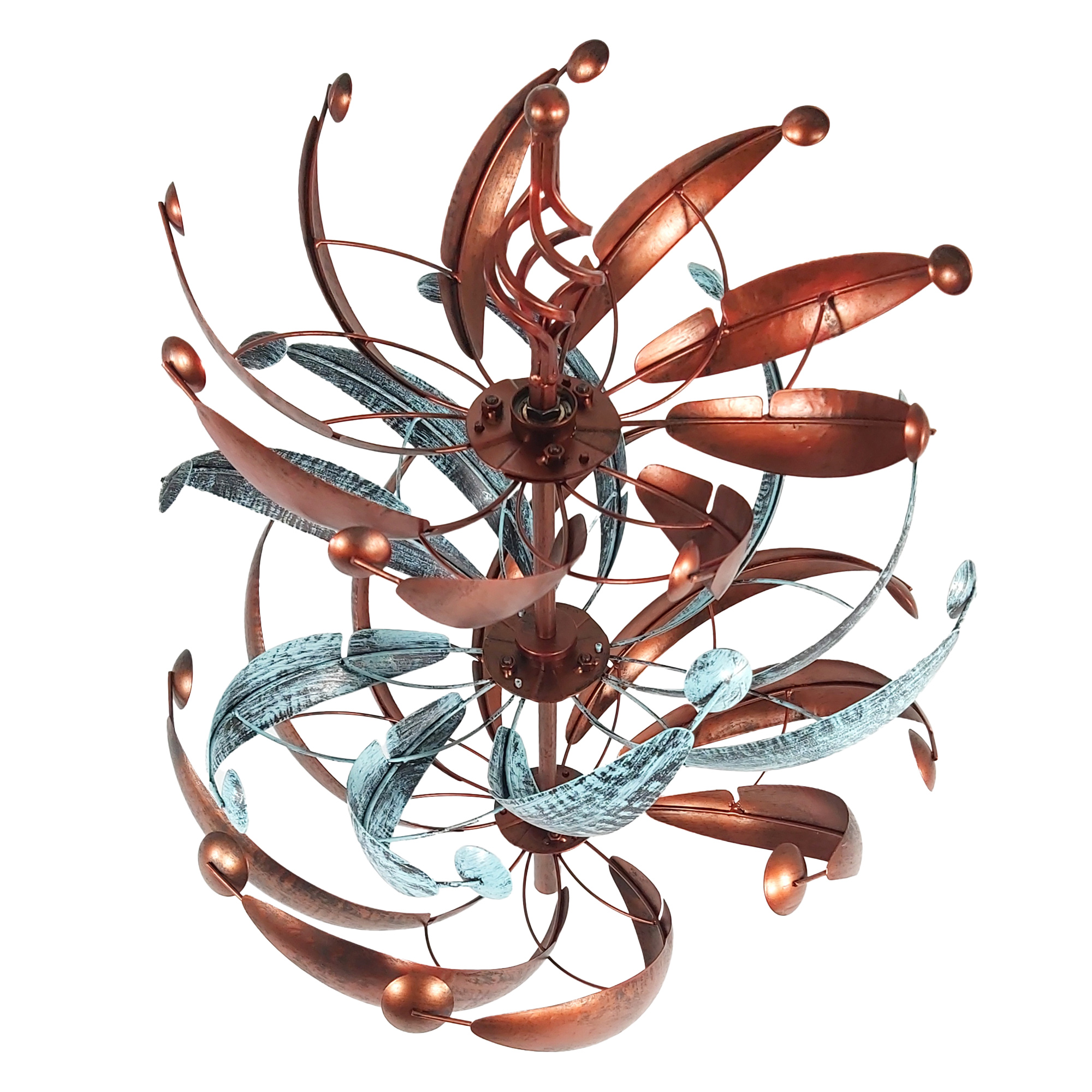 Windrad mit 3 gegenläufigen Rotoren, bronze, Gartendeko, 221 cm hoch NA200