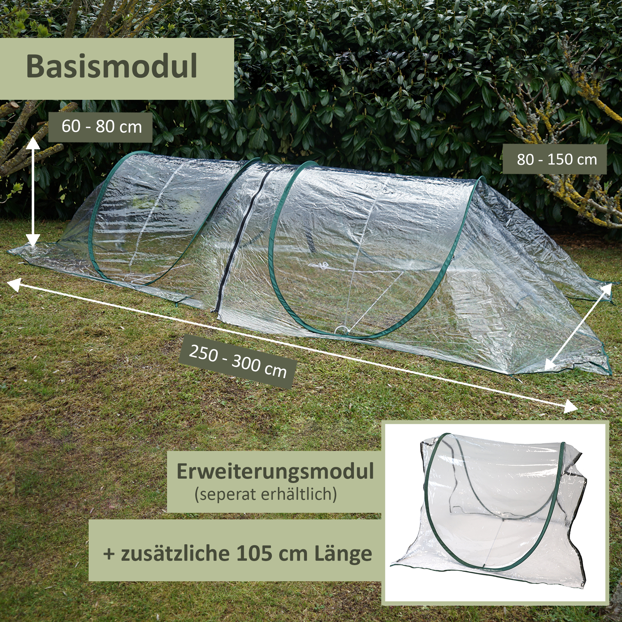 Folientunnel aus transparenter PVC-Folie, modular erweiterbarer Pflanztunnel NA171 Folientunnel aus transparenter PVC-Folie, modular erweiterbarer Pflanztunnel NA171