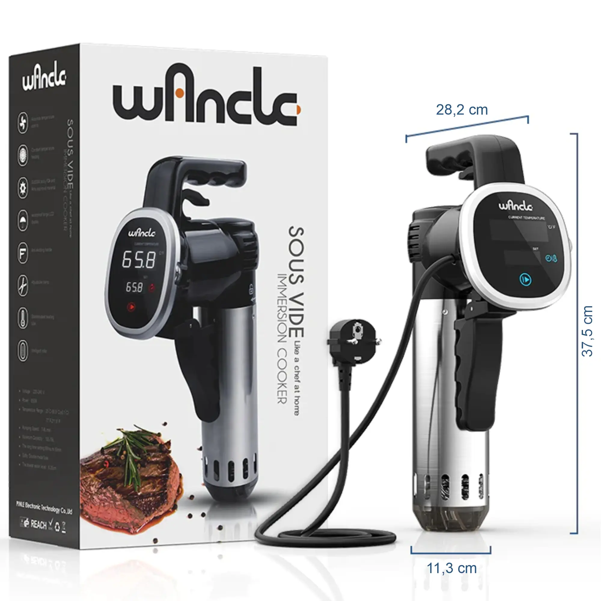 Wancle Sous Vide Garer Stick, 850W, Touchscreen, Display, Temperaturbereich 25 bis 99 Grad P00252 Wancle Sous Vide Garer Stick, 850W, Touchscreen, Display, Temperaturbereich 25 bis 99 Grad P00252