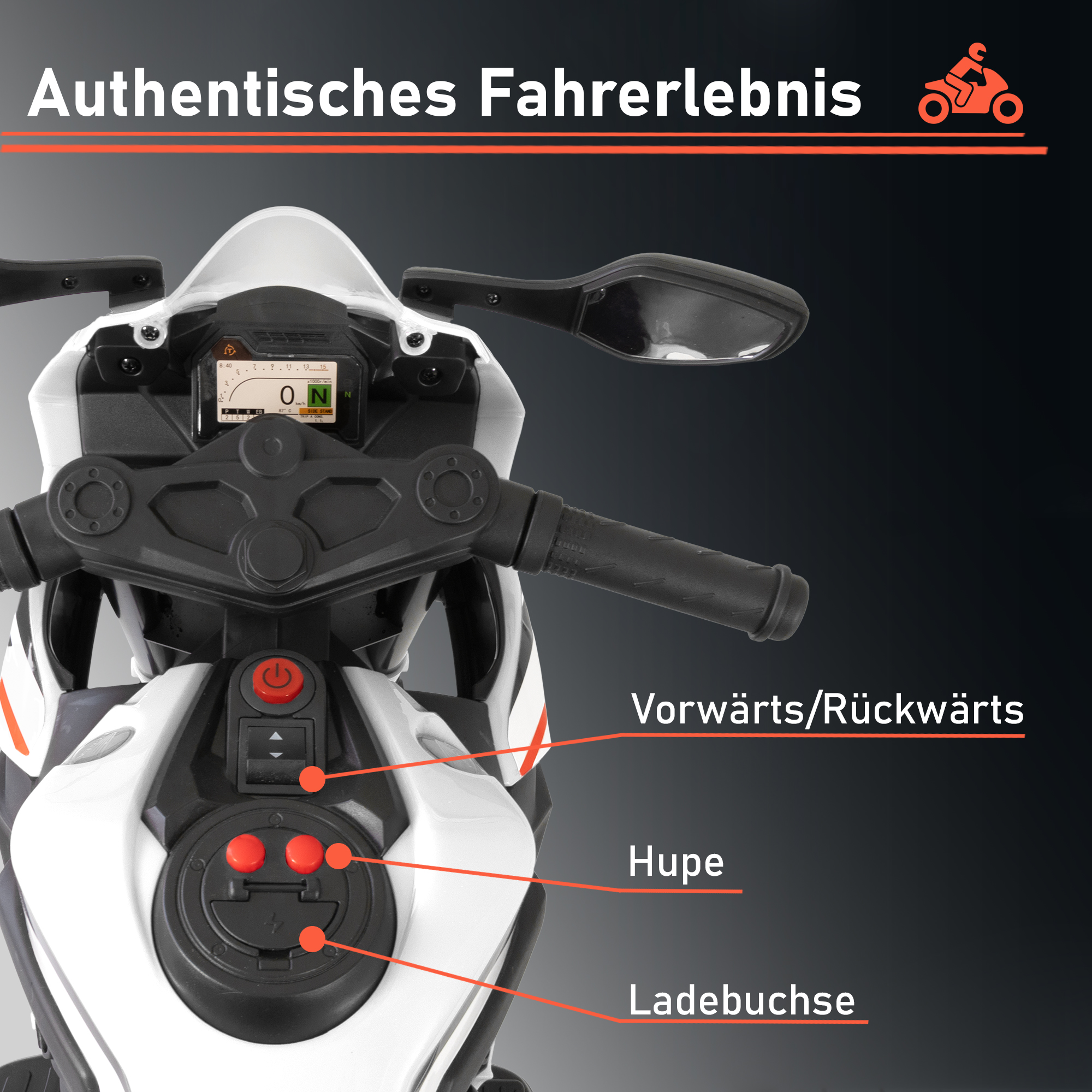 Kindermotorrad mit abnehmbaren Stützrädern für Kinder ab 3 Jahre, elektrisches Kinderfahrzeug PT013_W Kindermotorrad mit abnehmbaren Stützrädern für Kinder ab 3 Jahre, elektrisches Kinderfahrzeug PT013_W