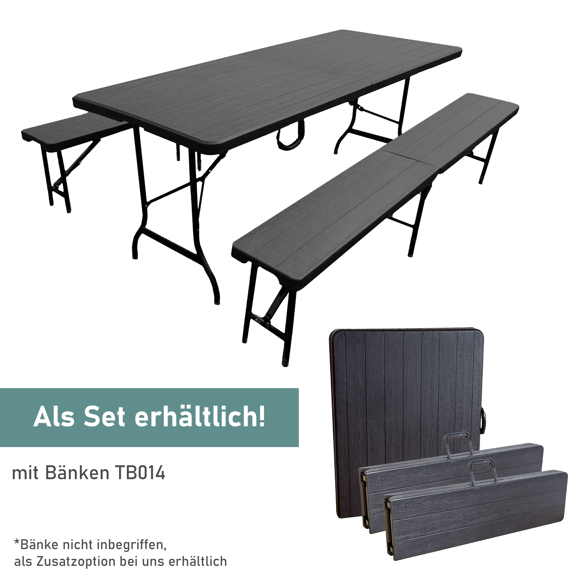 Gartentisch in Holzoptik, Klapptisch 180 x 75 cm, Buffettisch bis 150 kg belastbar TB013 Gartentisch in Holzoptik, Klapptisch 180 x 75 cm, Buffettisch bis 150 kg belastbar TB013