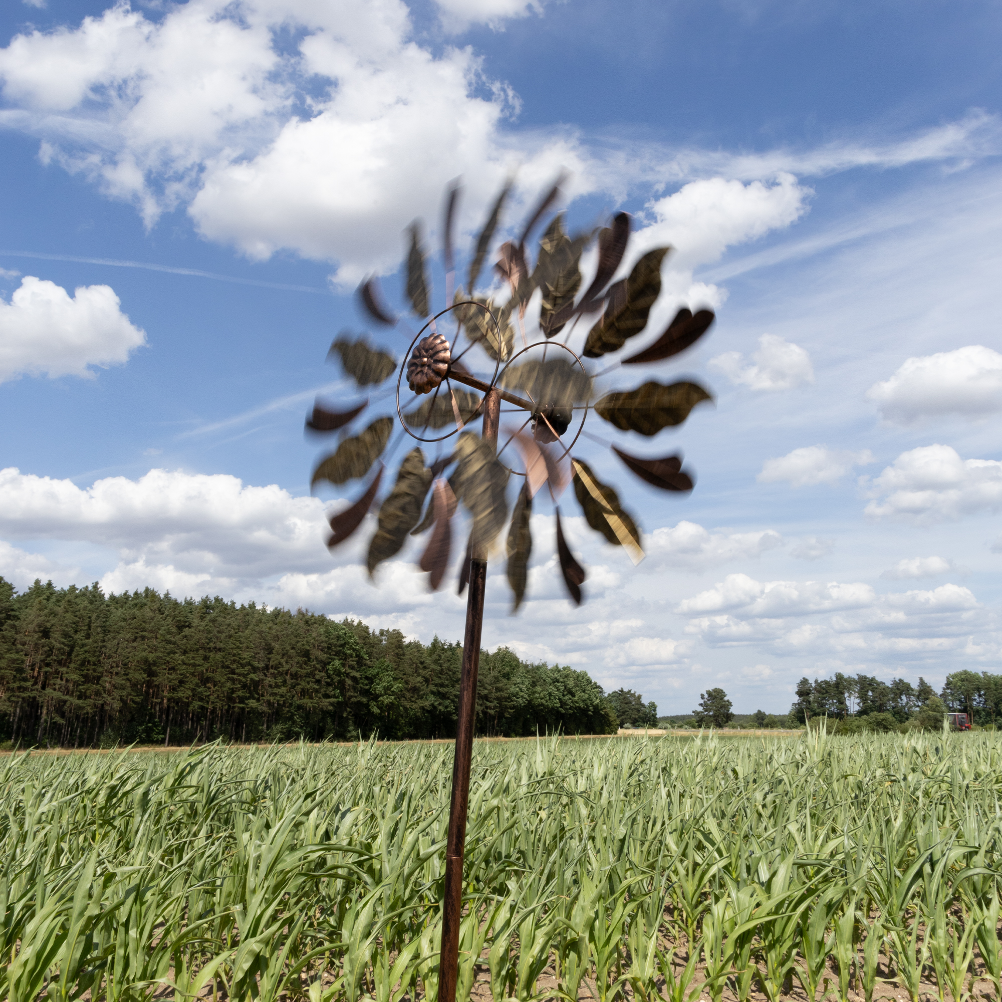 Windrad “Leaves” mit 2 gegenläufigen Propellern, Gartendeko, 213 cm hoch NA184